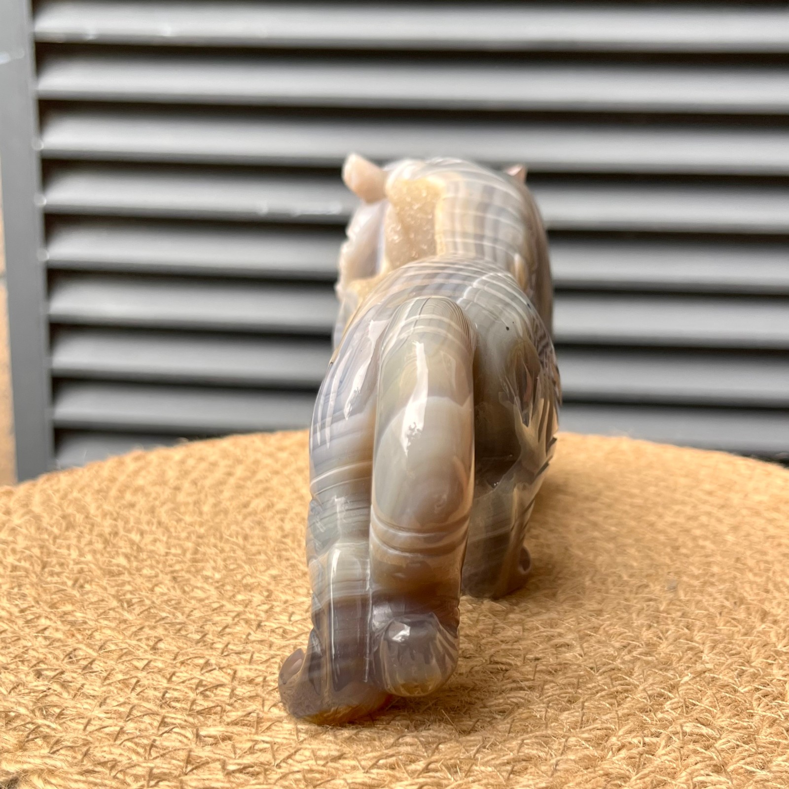 Natural Crystal Tiger Figurine Agate Animal Art Home Office Gift Decor 2.7 lb