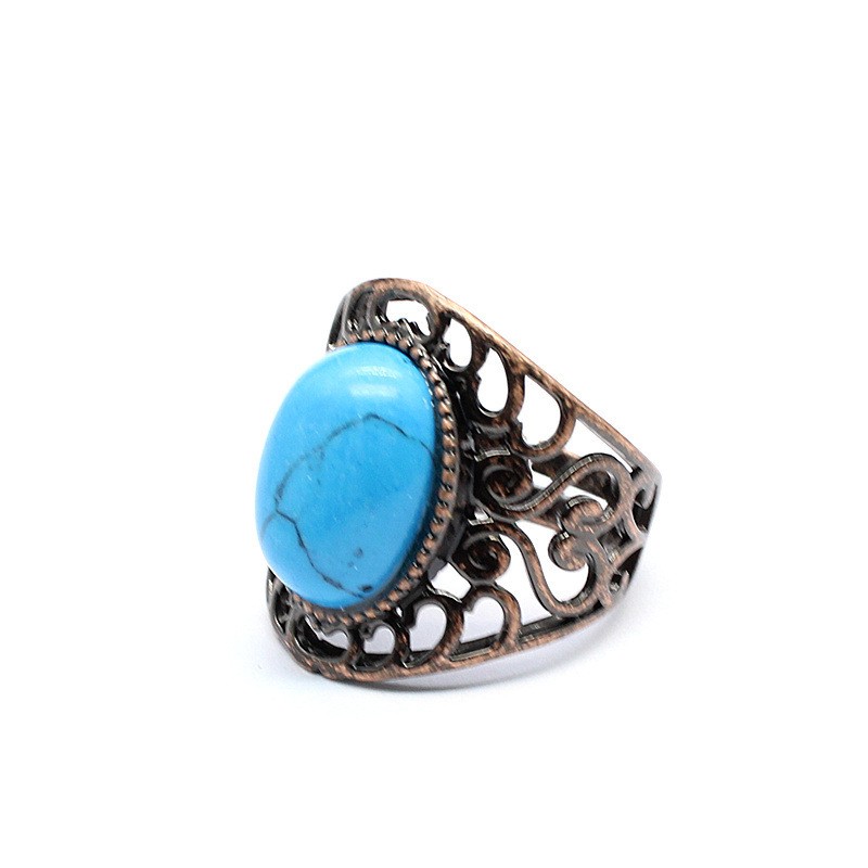 3-5PCS Natural crystal retro style crystal inlaid hollow ring