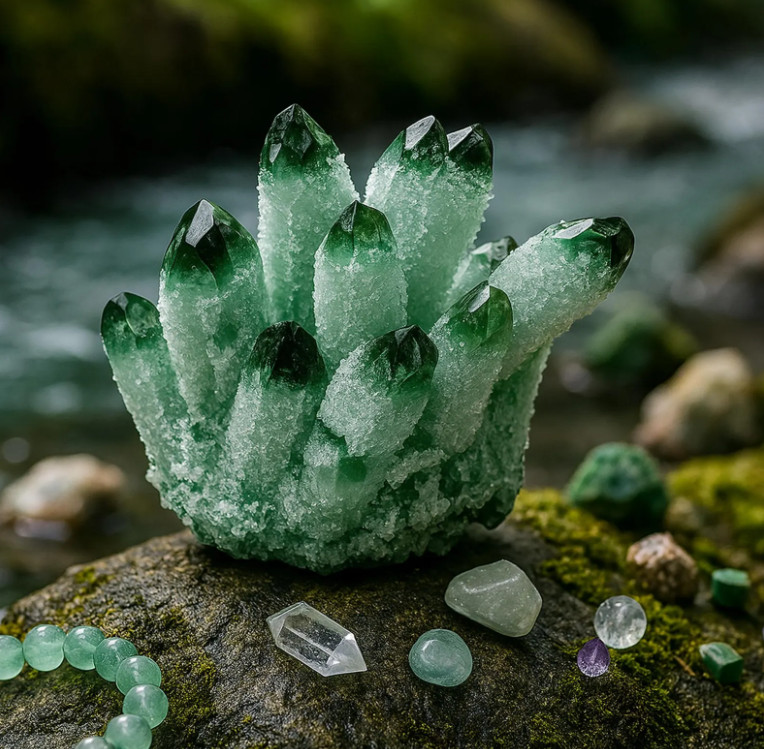 3pcs Green Yellow Purple Crystal Phantom Cluster Geode SET Home Decor Gift