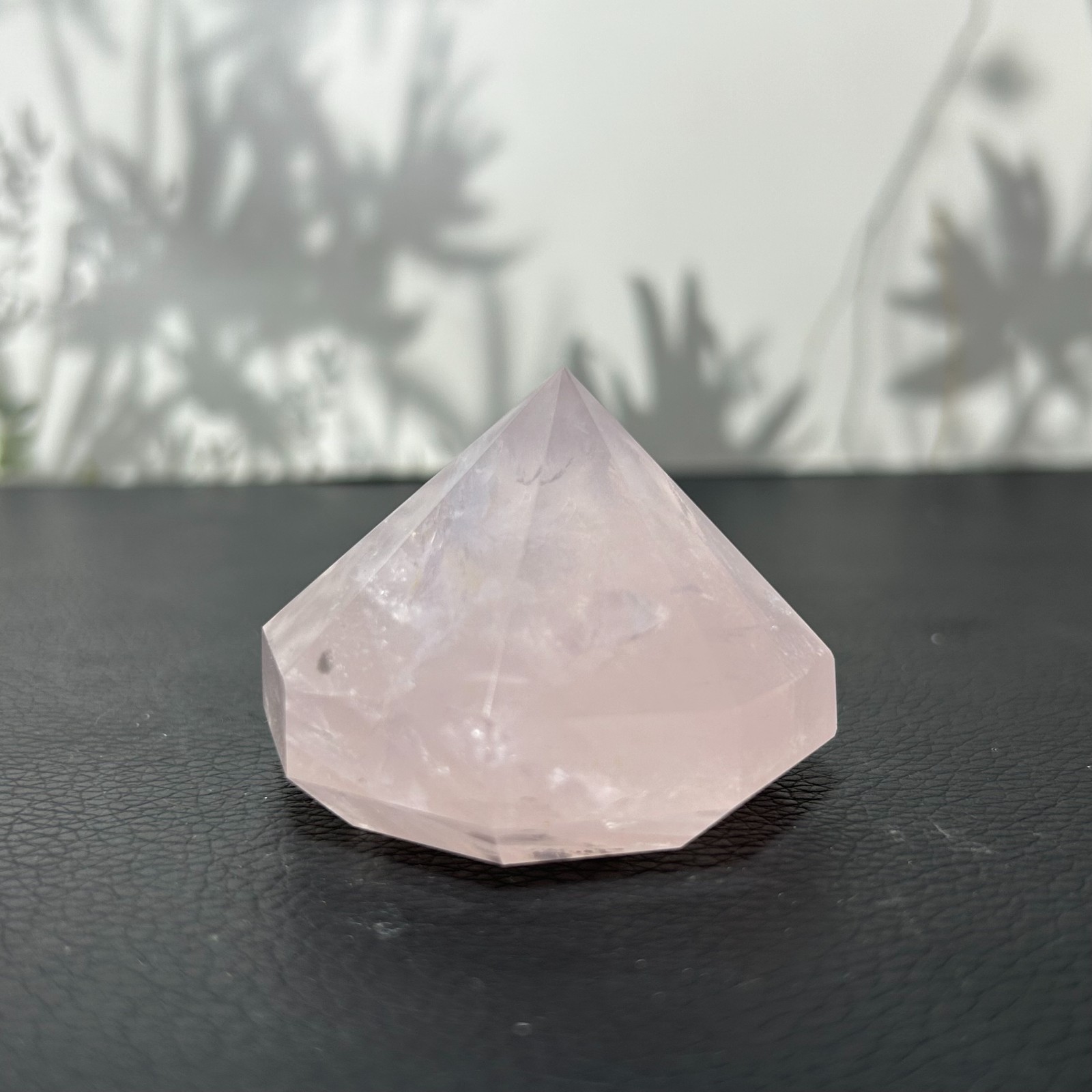 95g Nature Rose Quartz Diamond Shape Carving Rose Quartz Sculpture G7795