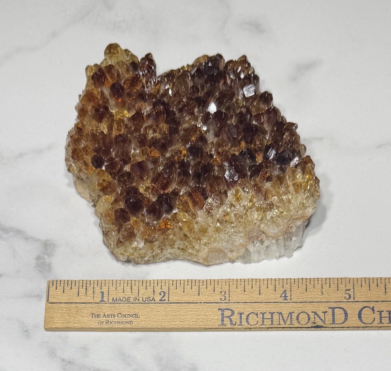 Natural Citrine Quartz Crystal Geode Cluster Mineral Specimen 495 Grams