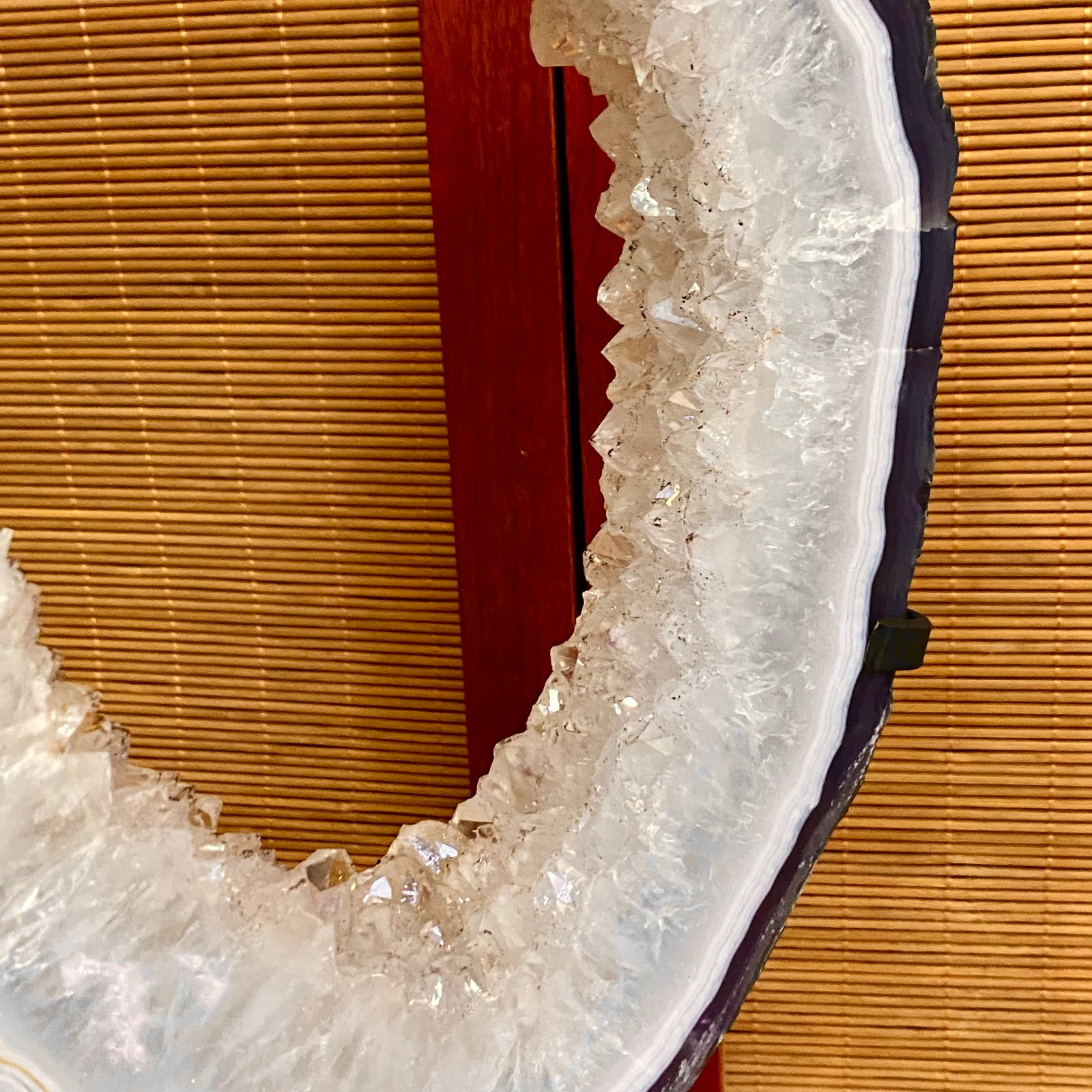 8.59LB Natural Amethyst Cave Crystal Slice Crescent shaped Hand Cut Repai