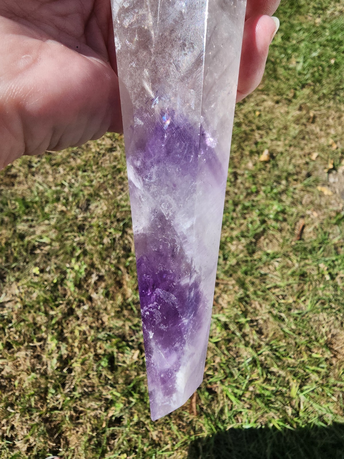480 grams, 1.1 Lb Amethyst Tower Reiki Healing Point 9-5/8″ Tall
