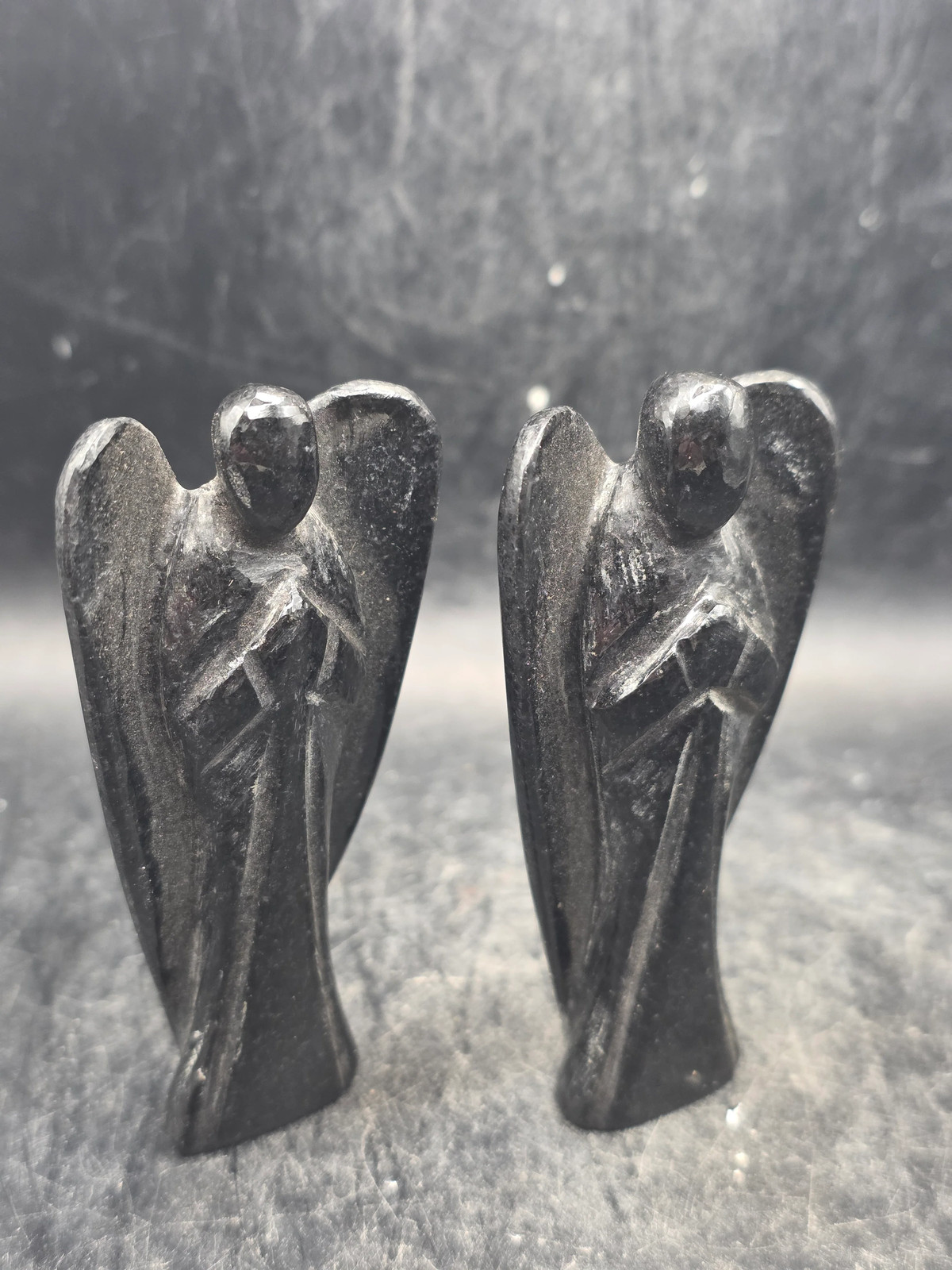 Black tourmaline gemstone angel! 3 inches tall, 1.6 ounces!