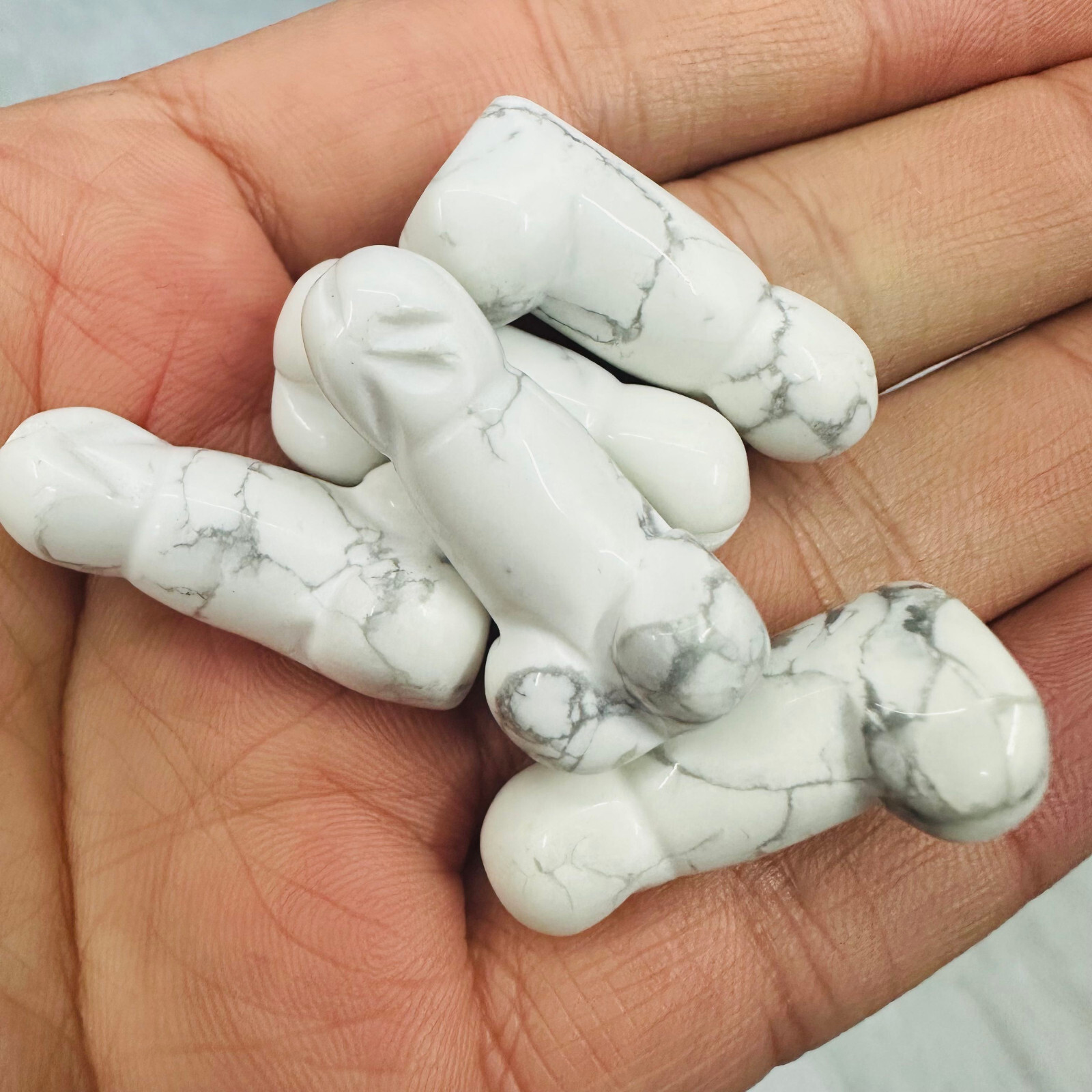 5PC Natural Howlite Carved Genitalia Quartz Crystal Energy Reiki Healing Gift