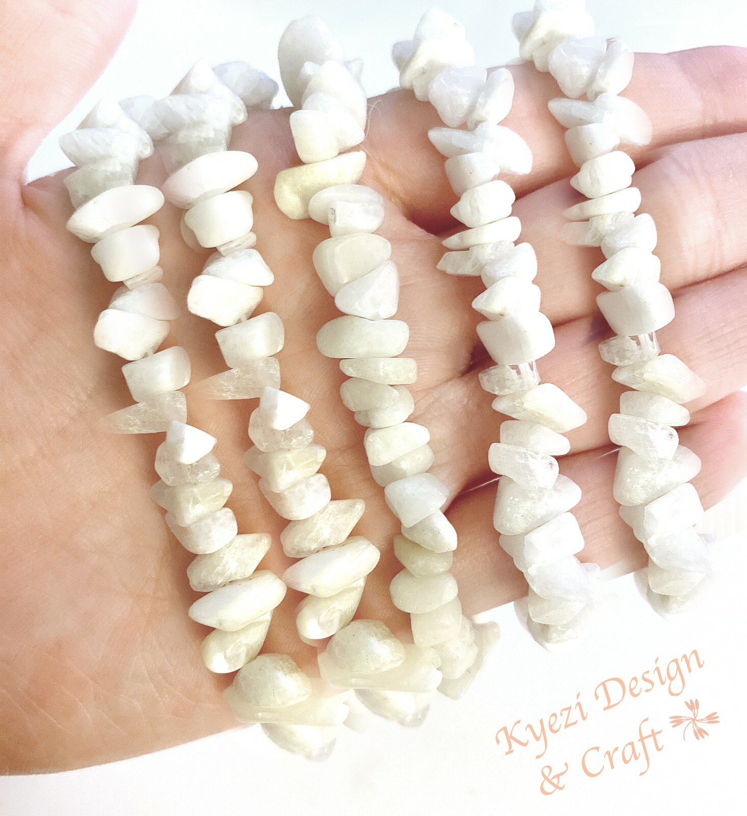 Rainbow Moonstone Natural Crystal Gemstone Chip Stretchy Jewelry Bracelet