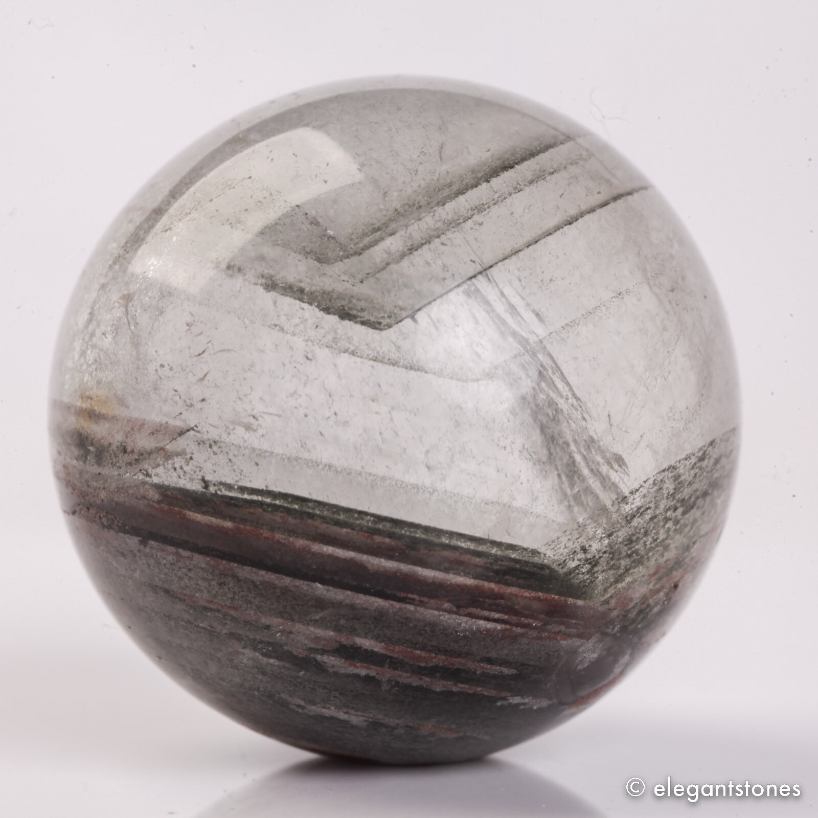 62g35mm Natural Garden/Phantom/Ghost/Lodolite Quartz Crystal Sphere Healing Ball