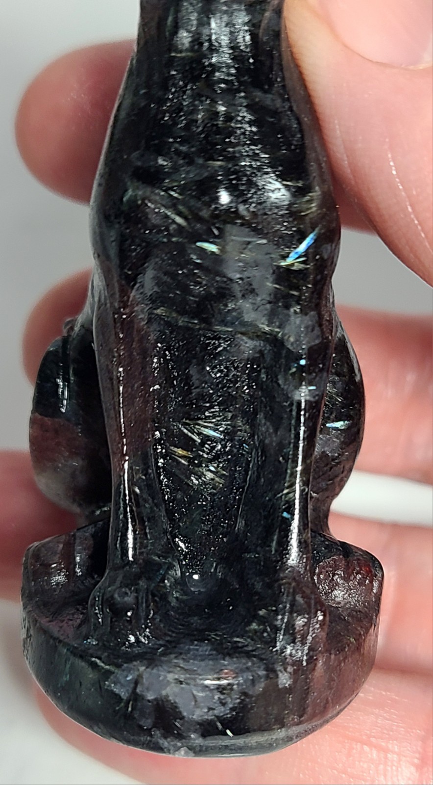 3″ 108g Garnet Arfvedsonite Egyptian Hairless Cat Crystal Stone Carving Statue