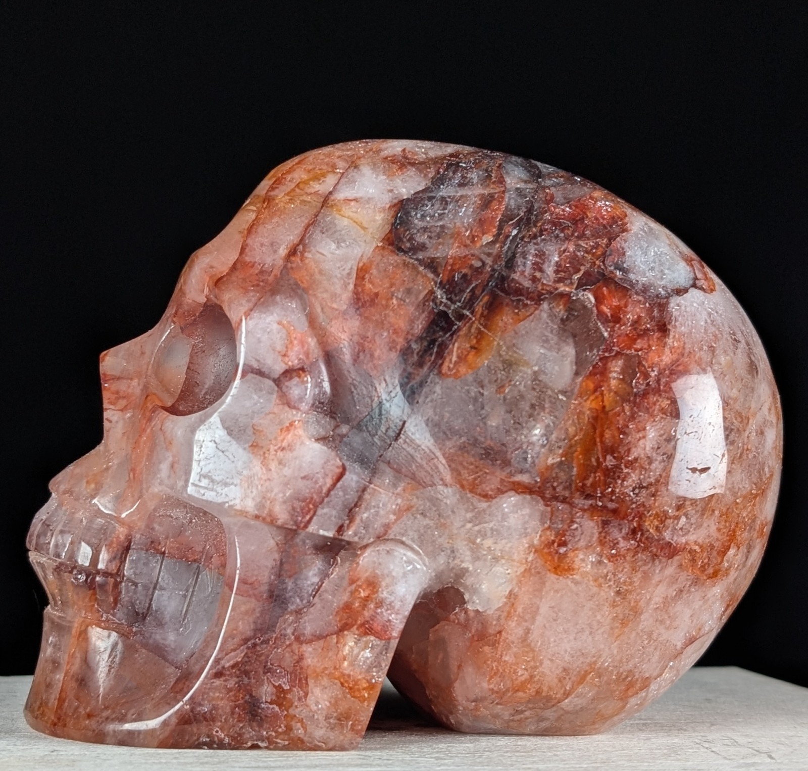 Red Fire Quartz Skull Carving Crystal Gemstone Large Big Chakra Reiki