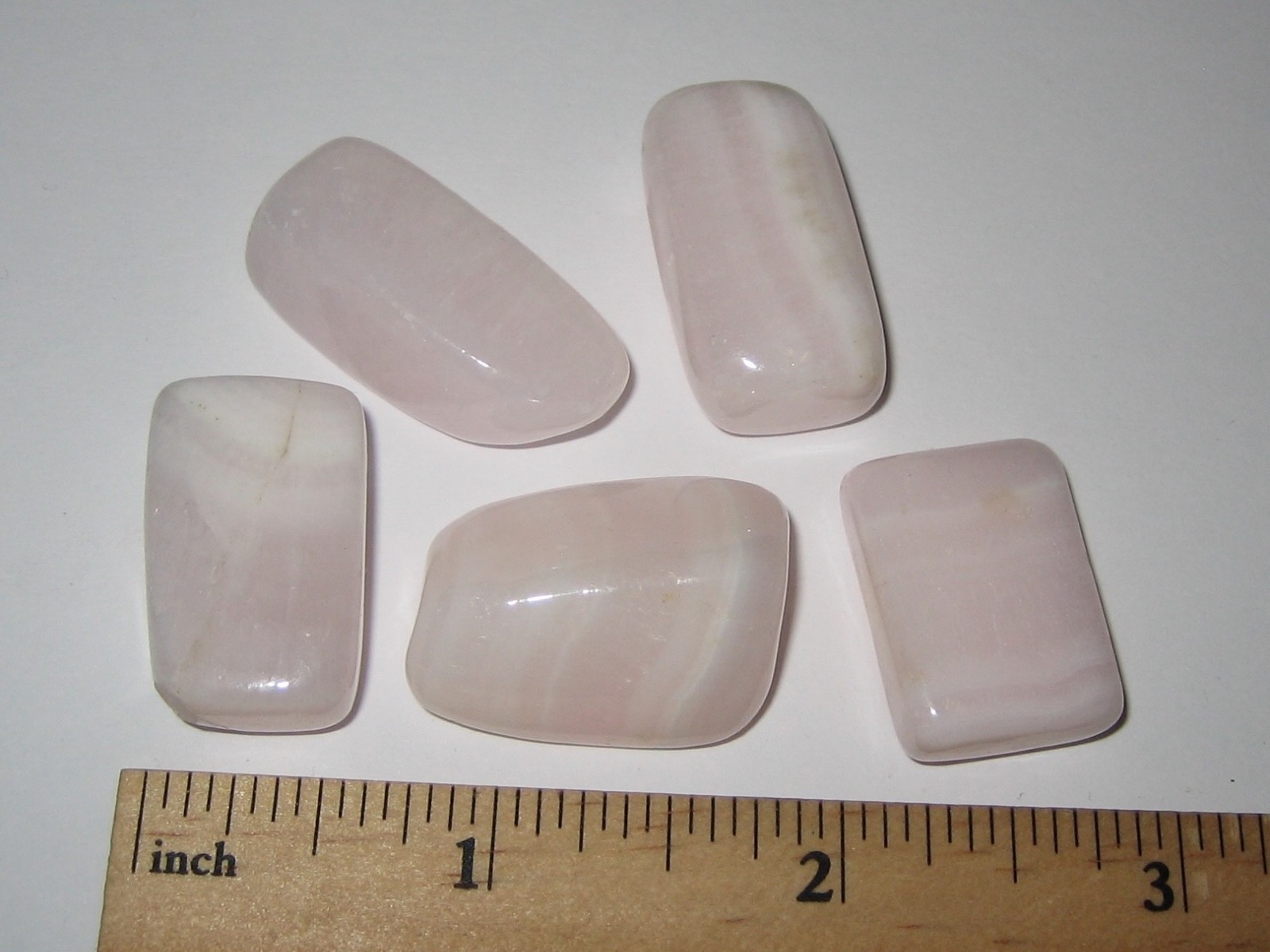 5 TUMBLED POLISHED FLUORESCENT MANGANO PINK CALCITE CRYSTAL STONES PERU 56.2g *2