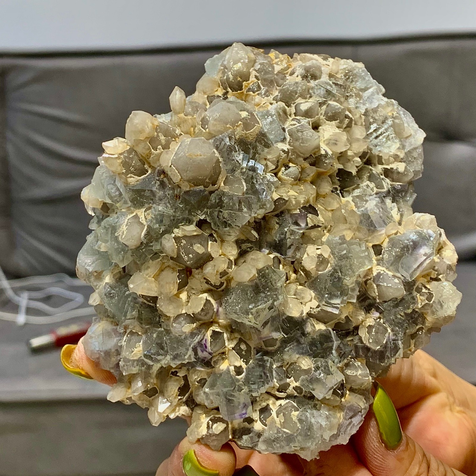 1.29LB Natural Fluorite+Crystal Cluster Mineral Specimen/InnerMongolia