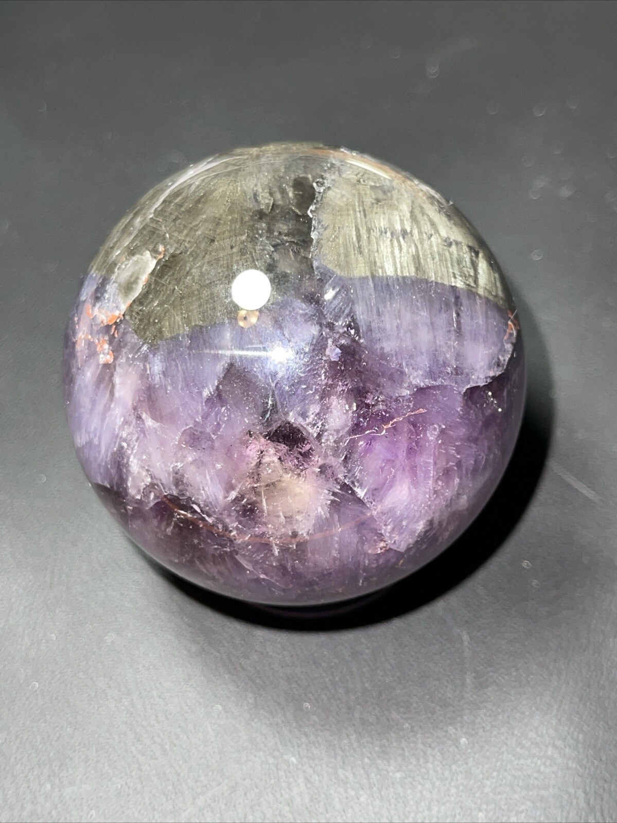 Auralite 23 Crystal Sphere Ball Orb Excellent Flash And a Rainbow 52.2mm 196g