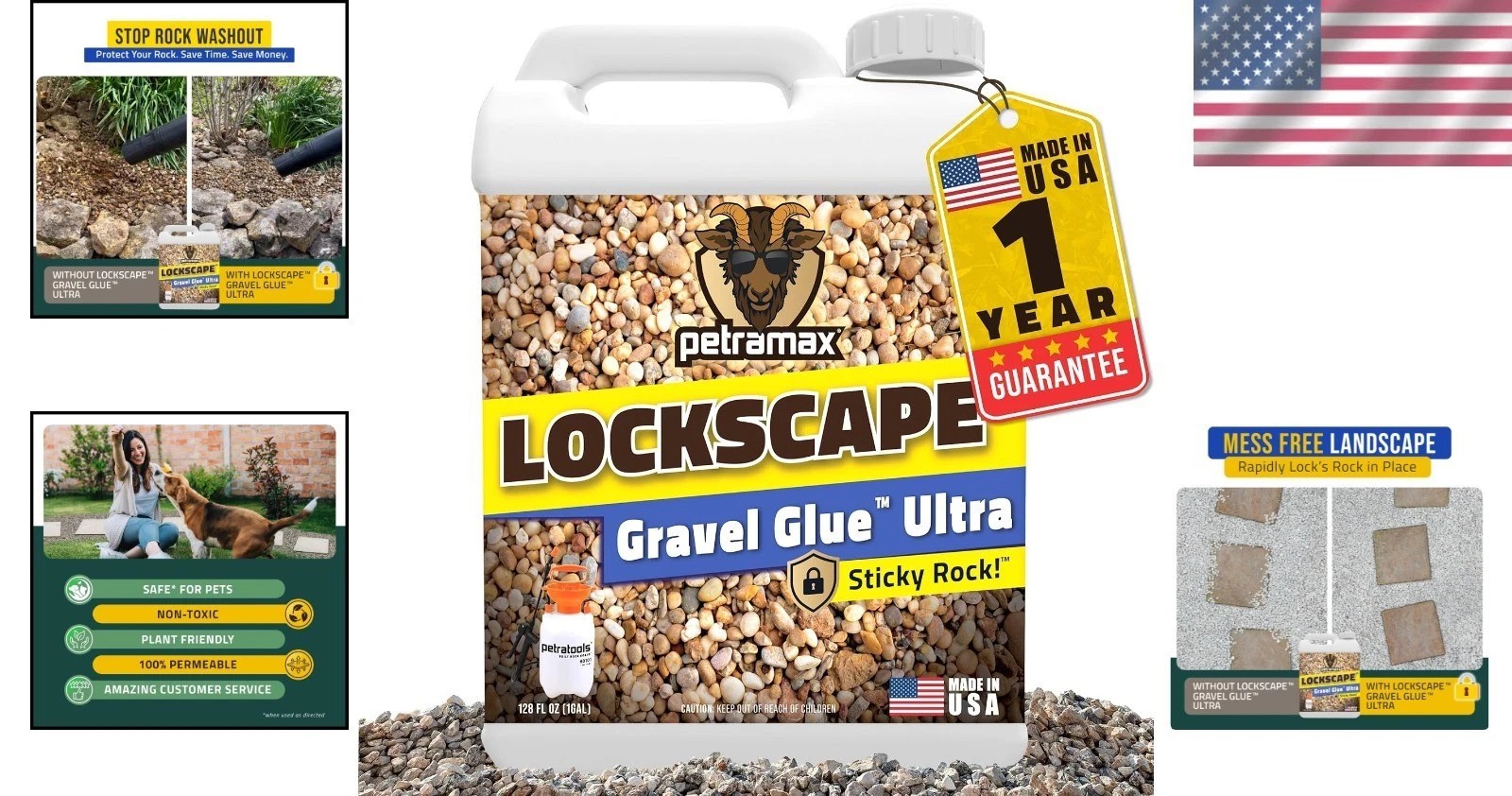 Lockscape Rock Glue 1 Gal: Ultra Concentrated Gravel Adhesive, Dries Clear, P…