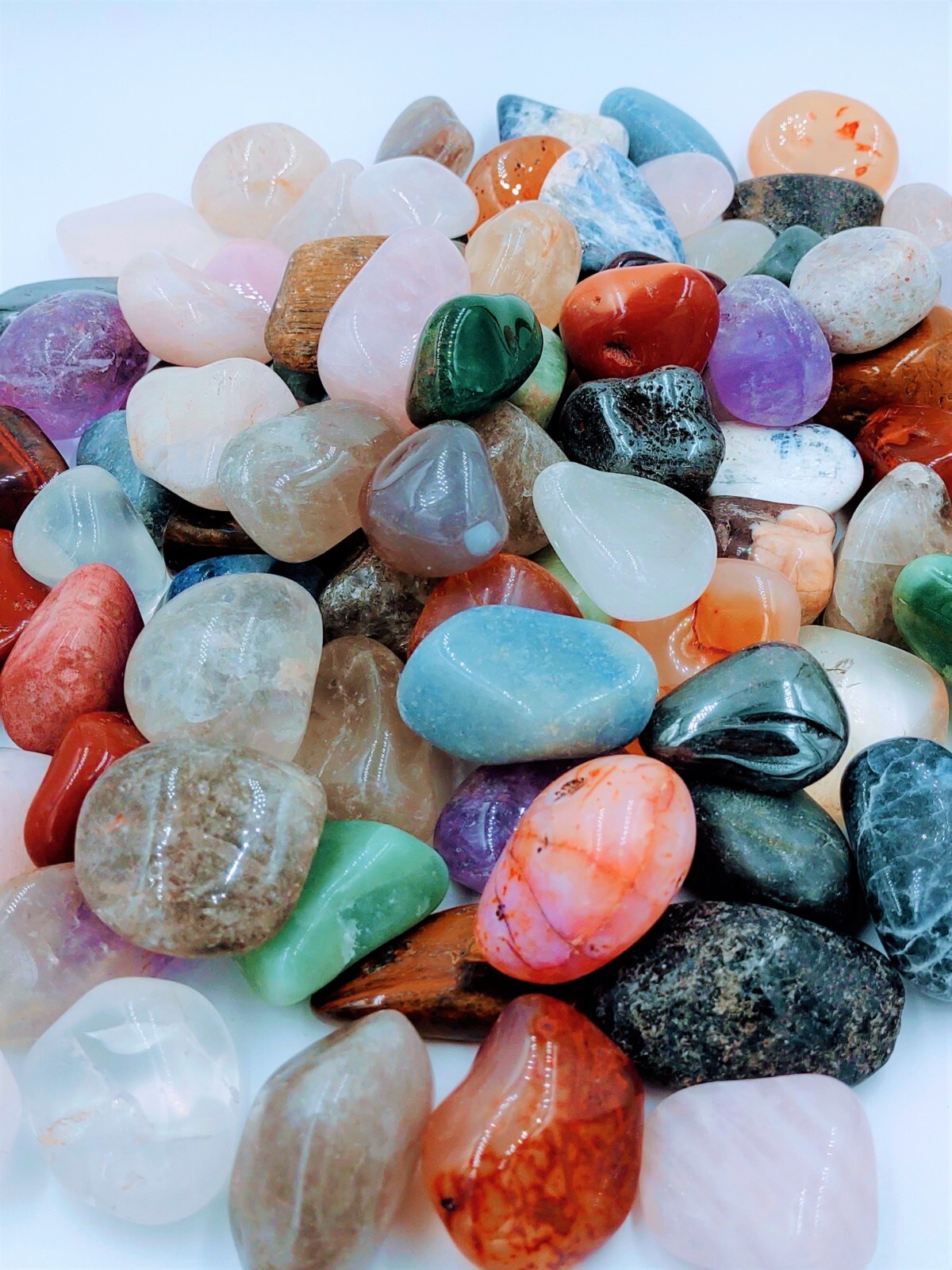 1 Pound Mixed Tumbled Gemstones Wholesale Bulk Lot Large 1-1.5 Inch Reiki Chakra