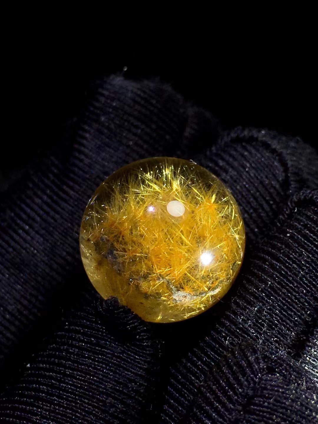 14.5mm/4.5g Natural Gold Rutilated Quartz Sphere Crystal Ball energy Reiki Gem