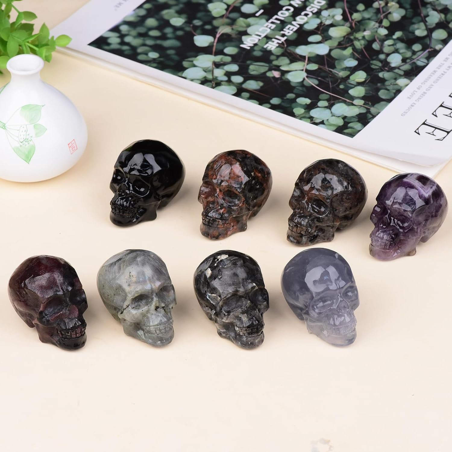 2 Inch Dream Amethyst Crystal Skulls Decor,Human Skull Sculpture Statues Healing
