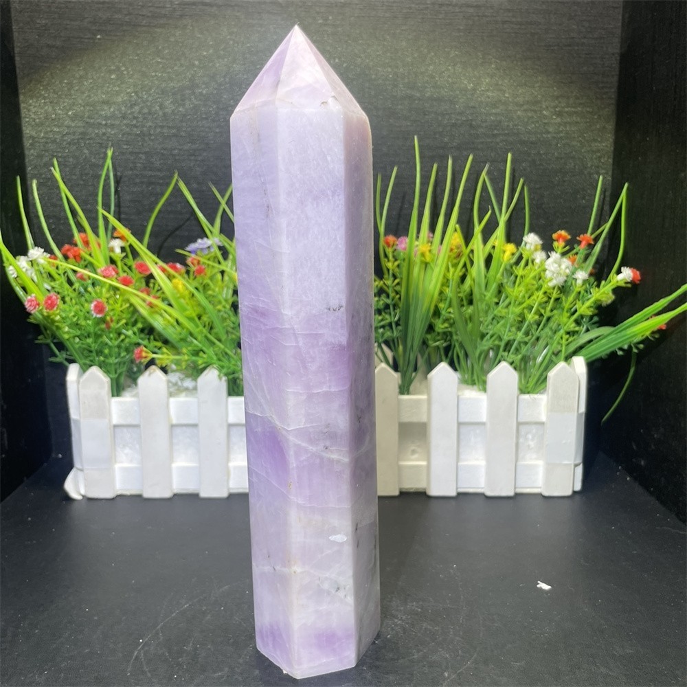 2.2LB9 ” Natural Kunzite Obelisk Tower Crystal Quartz Healing Energy Reiki