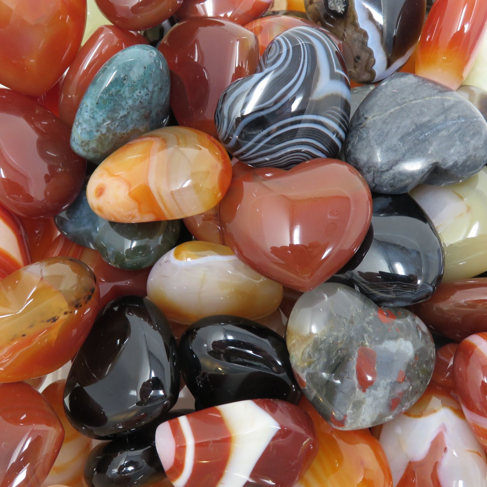 Set of 10 – Mixed Scratch AND Dent – Heart Stones – Random Colors & Sizes