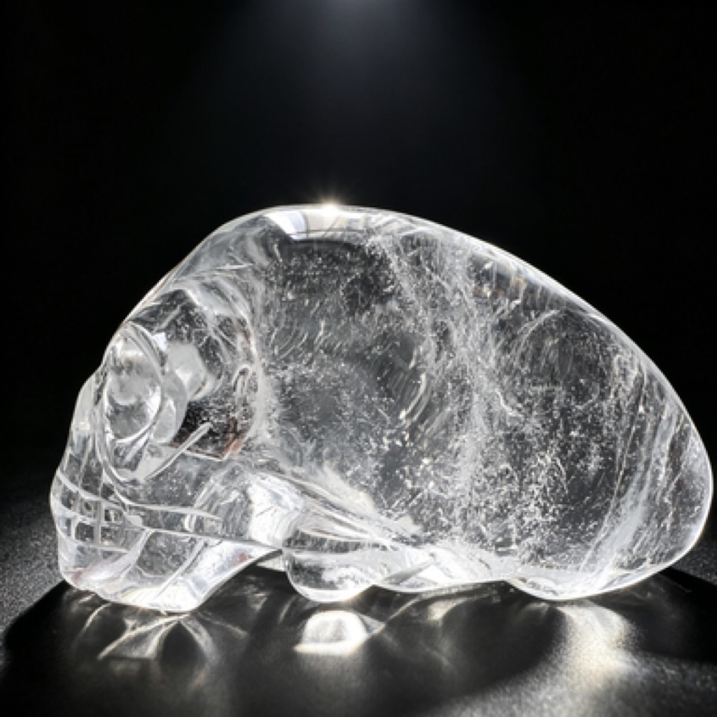 Hand Carved Natural Clear Quartz Alien Skull Figurine Polished Crystal Desk Deco