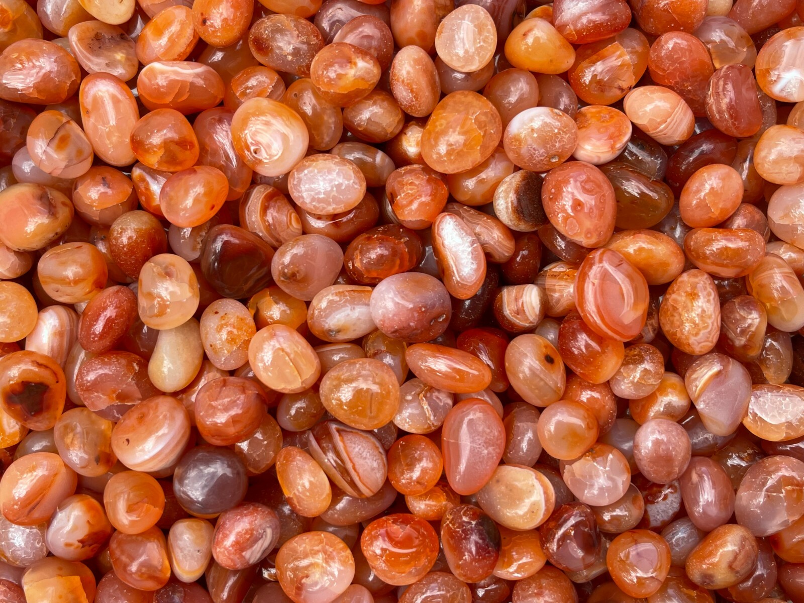 Grade A++ Carnelian Tumbled Stones, 0.5-0.75″ Small Tumbled Carnelian, Bulk Lots