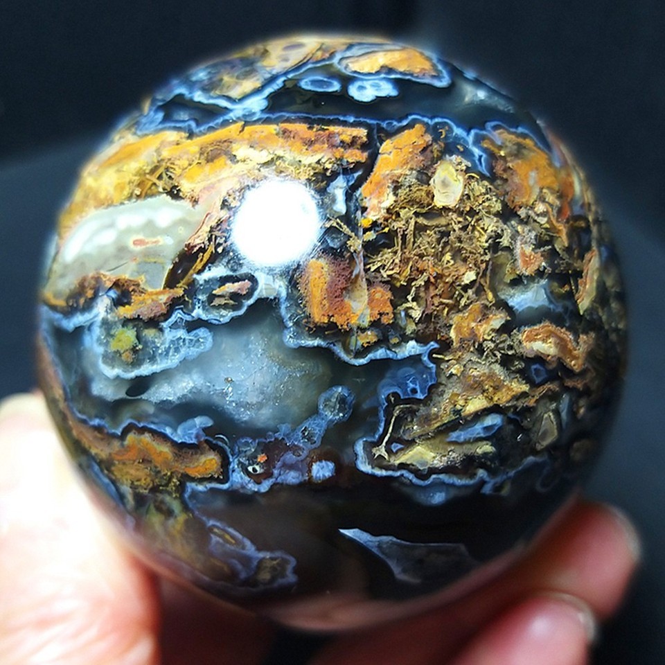 RARE 238.3g Natural Polished Colorful Agate Stone Ball Healing Madagascar AB1600
