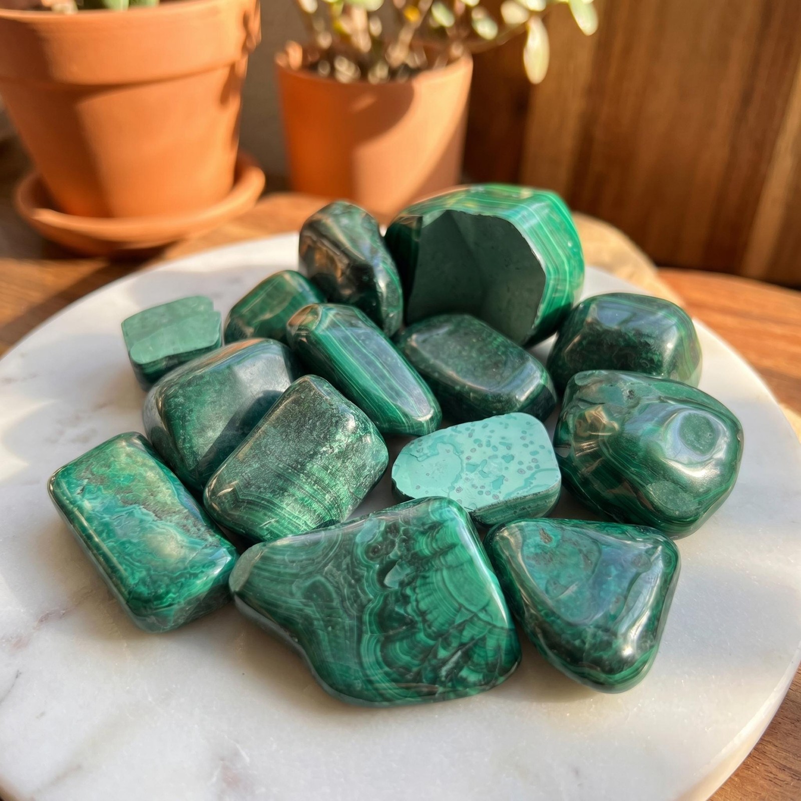 Tumbled Chipped Cracked Green Malachite Stones (Discounted) Genuine Mineral