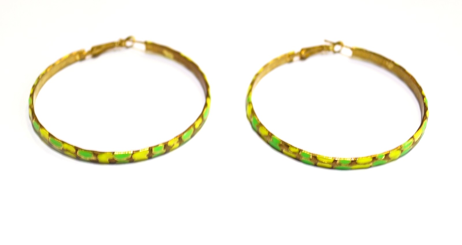 golden yellow and green hoop earrings Jewelry