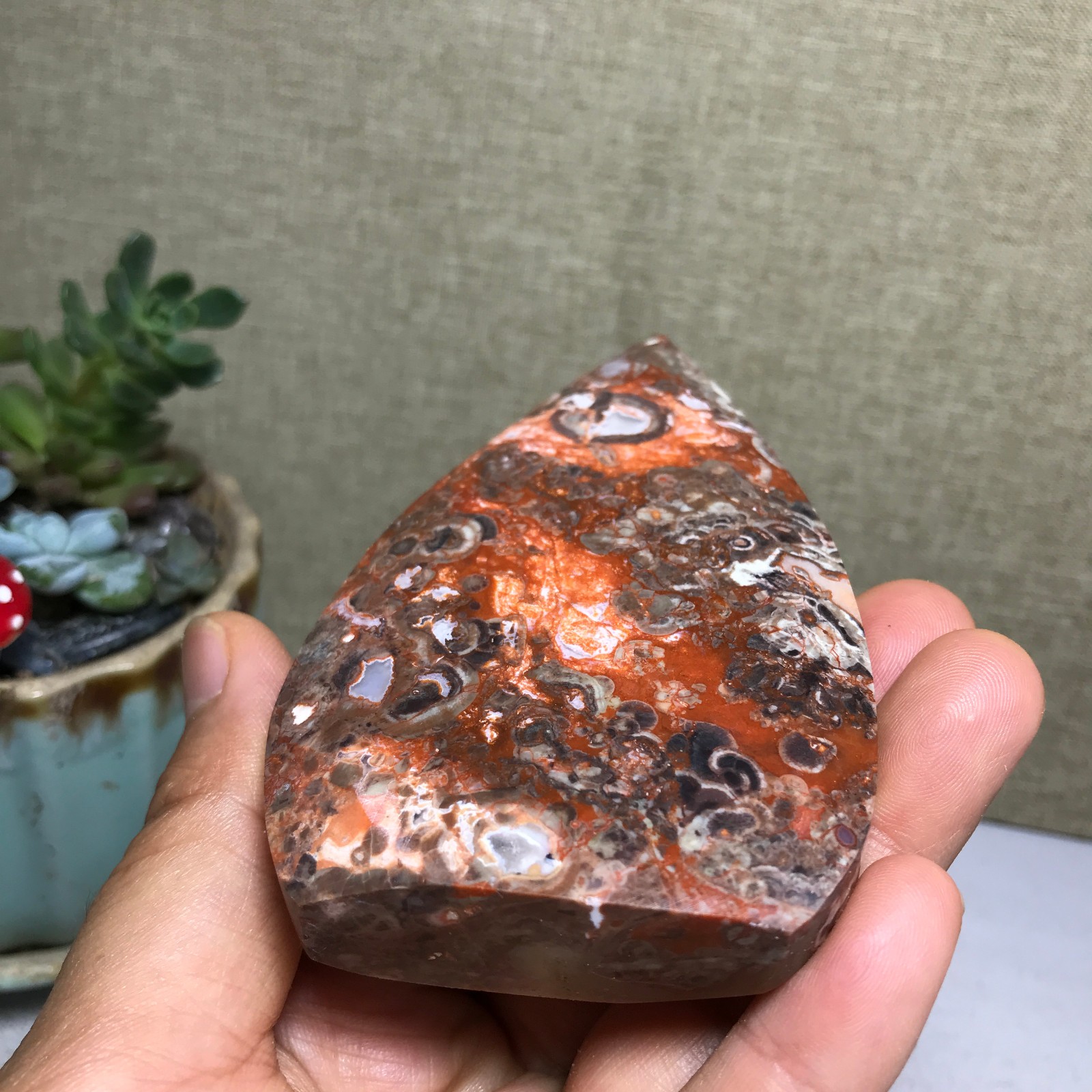 Natural Indonesian Bloodstone agate point leaf Crystal specimens 164g A5133