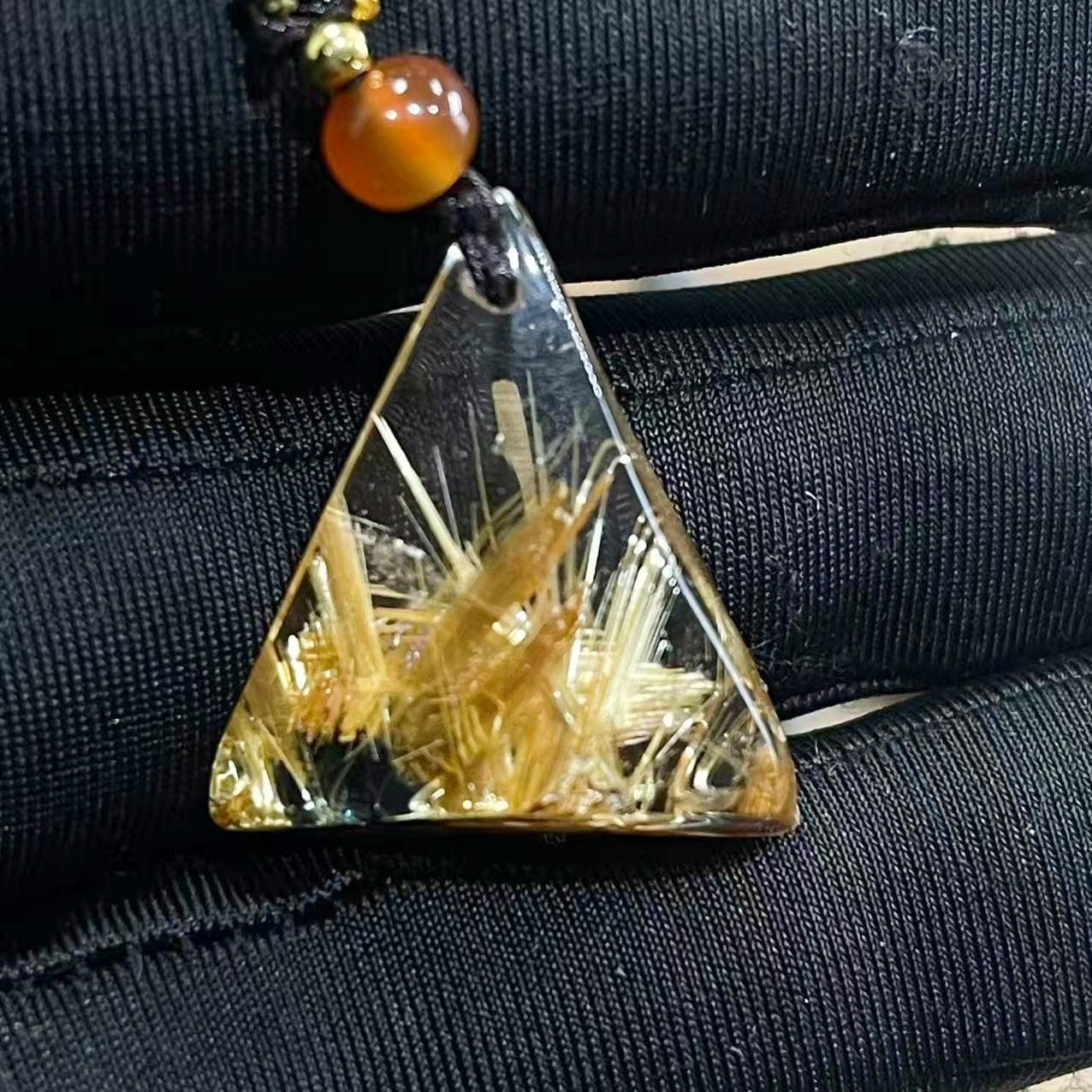 9.0g Natural Gold Hair Rutilated Quartz Crystal Pendant Reiki Healing Gift