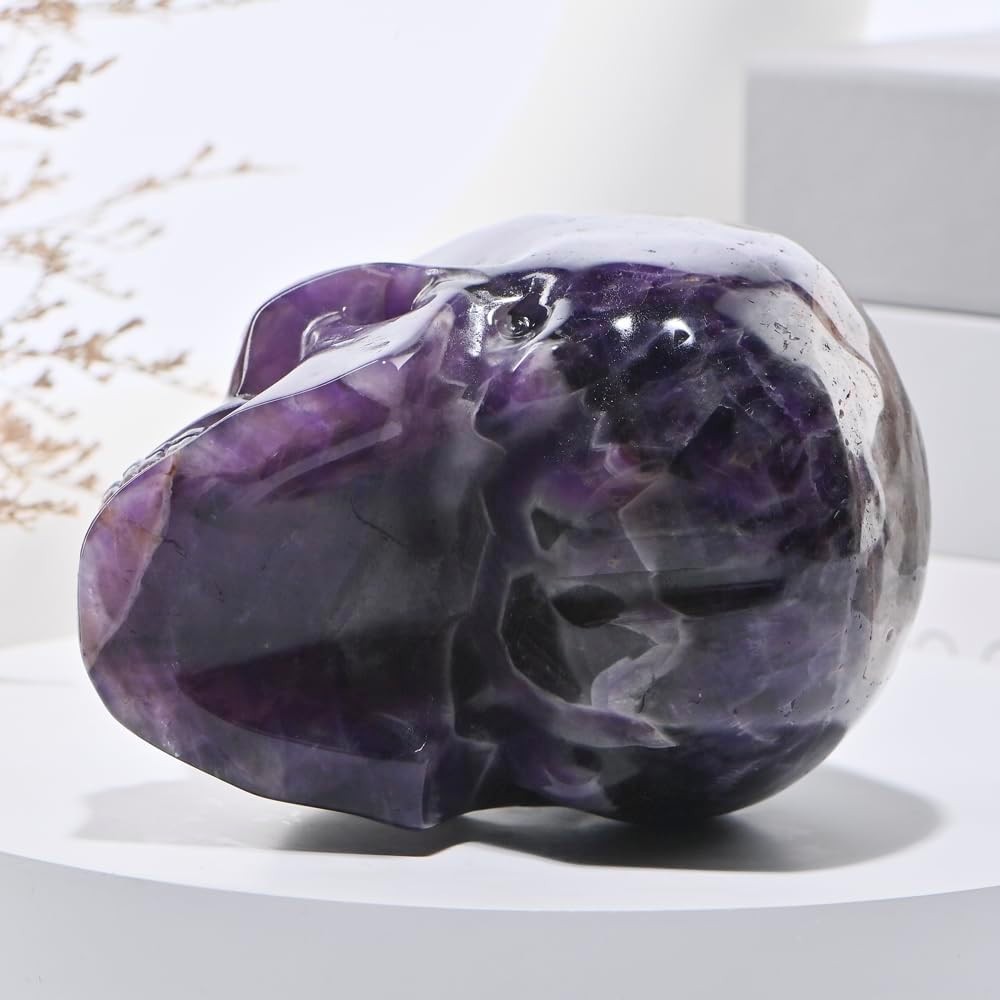 Natural Amethyst Crystal Skull 2in Hand Carved Healing Stone Decor Reiki New USA