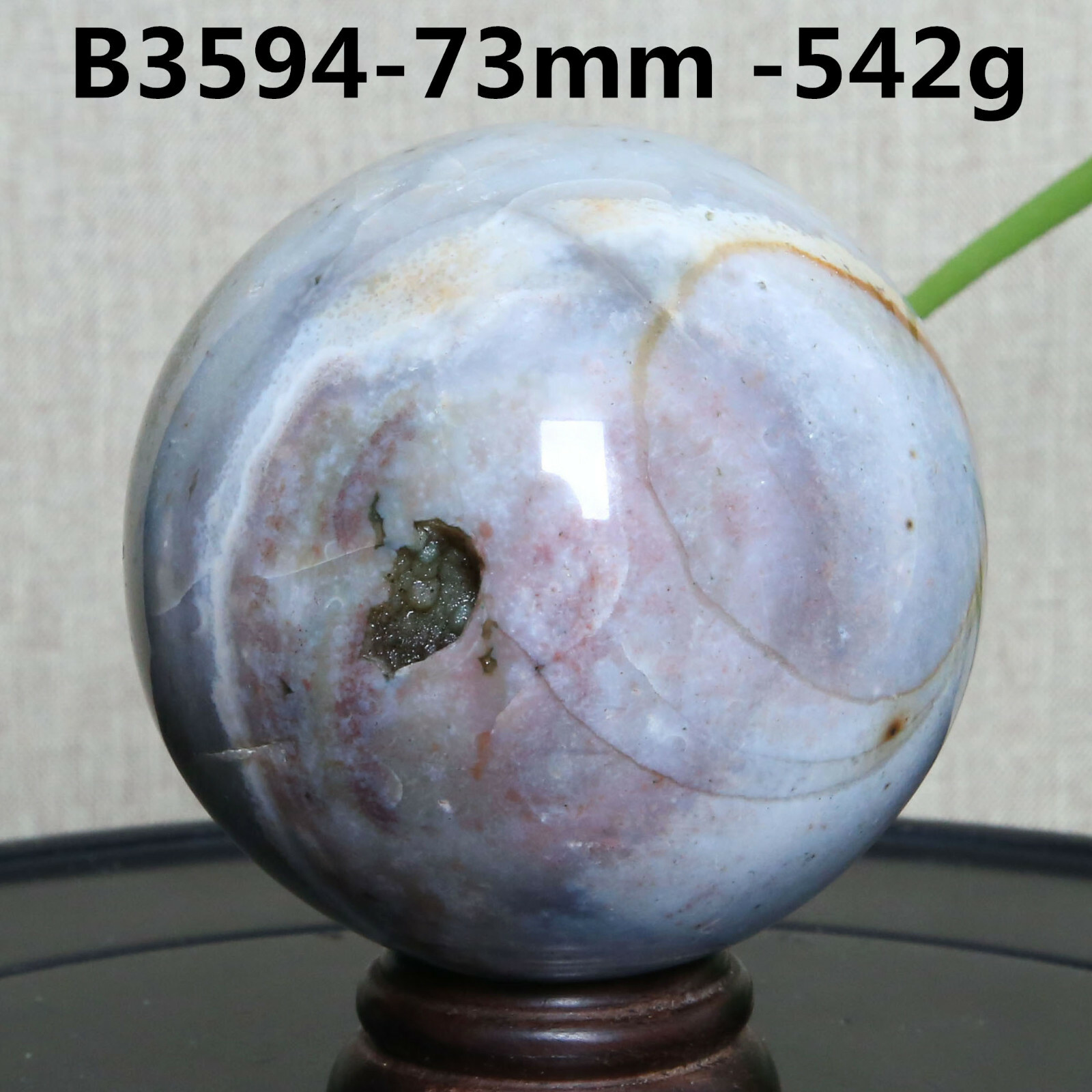 B3594-73mm-542g Amazing natural Ocean Jasper Orbicular Sphere Reiki Crystal Ball