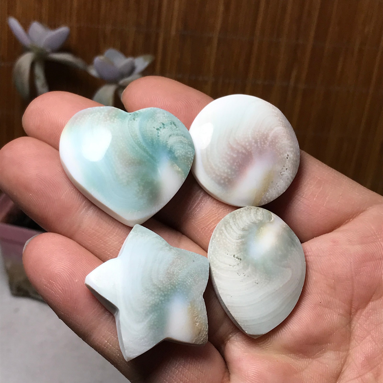 4Pcs Natural sun shell star Heart Reiki Shiva Eye ocean quartz carve A3340