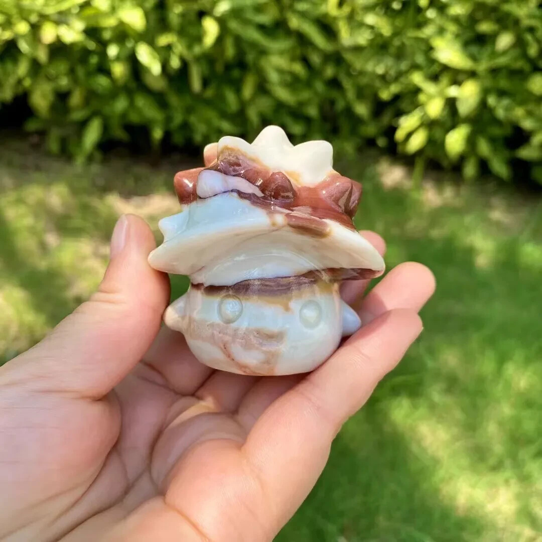 2”+ Natural White jade Quartz crystal Carved mushrooms skull reiki Random 1pc