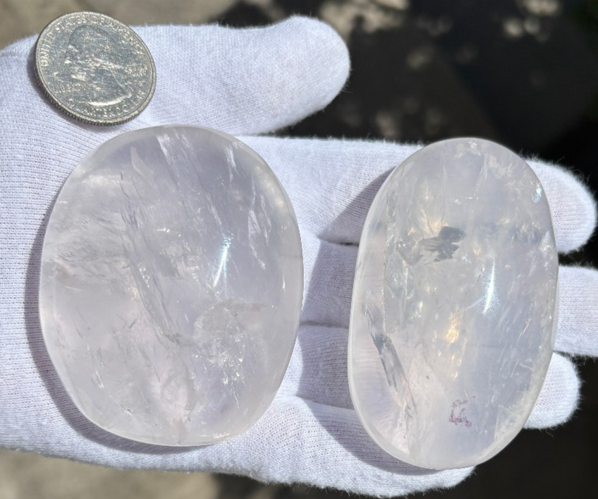 USA SALE 286g LOT 2 LARGE-R GIRASOL QUARTZ PALMSTONES PALM STONES PALM STONE