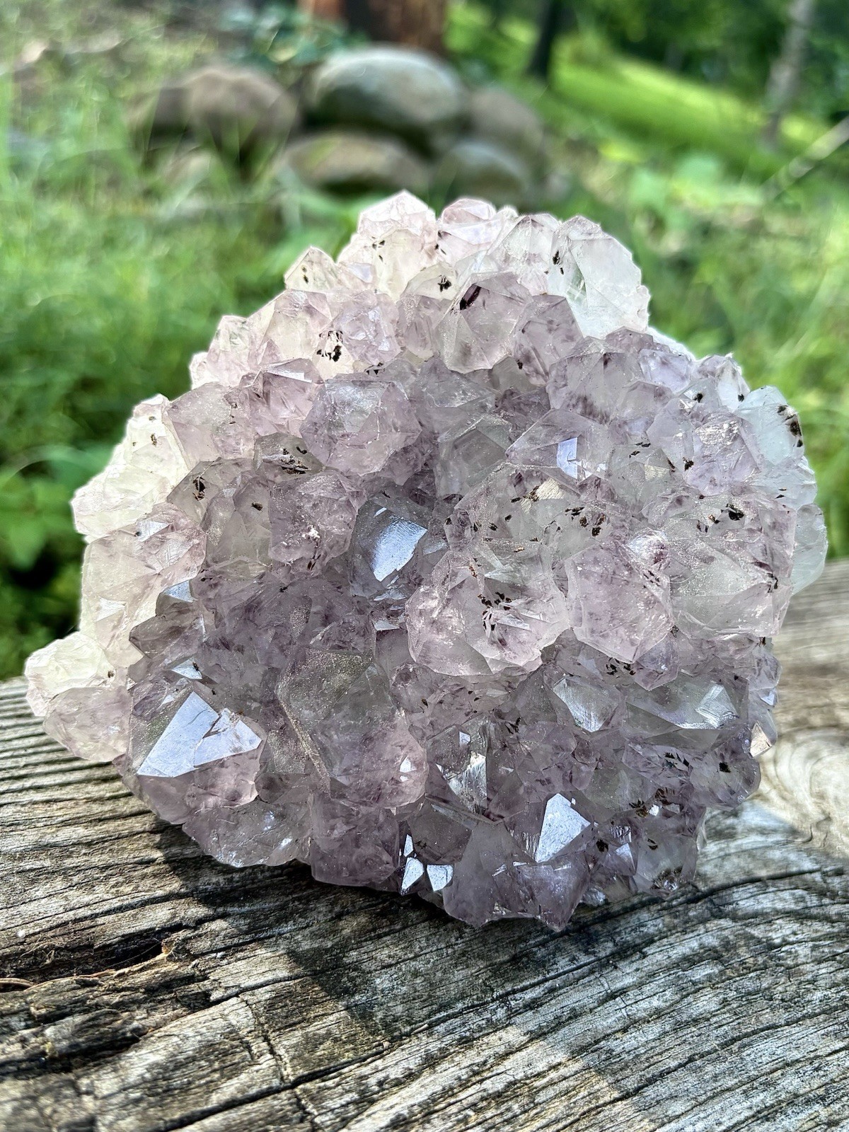 XL Raw Amethyst Flower Cluster- Natural 4.7” Light Purple Druzy Amethyst Crystal