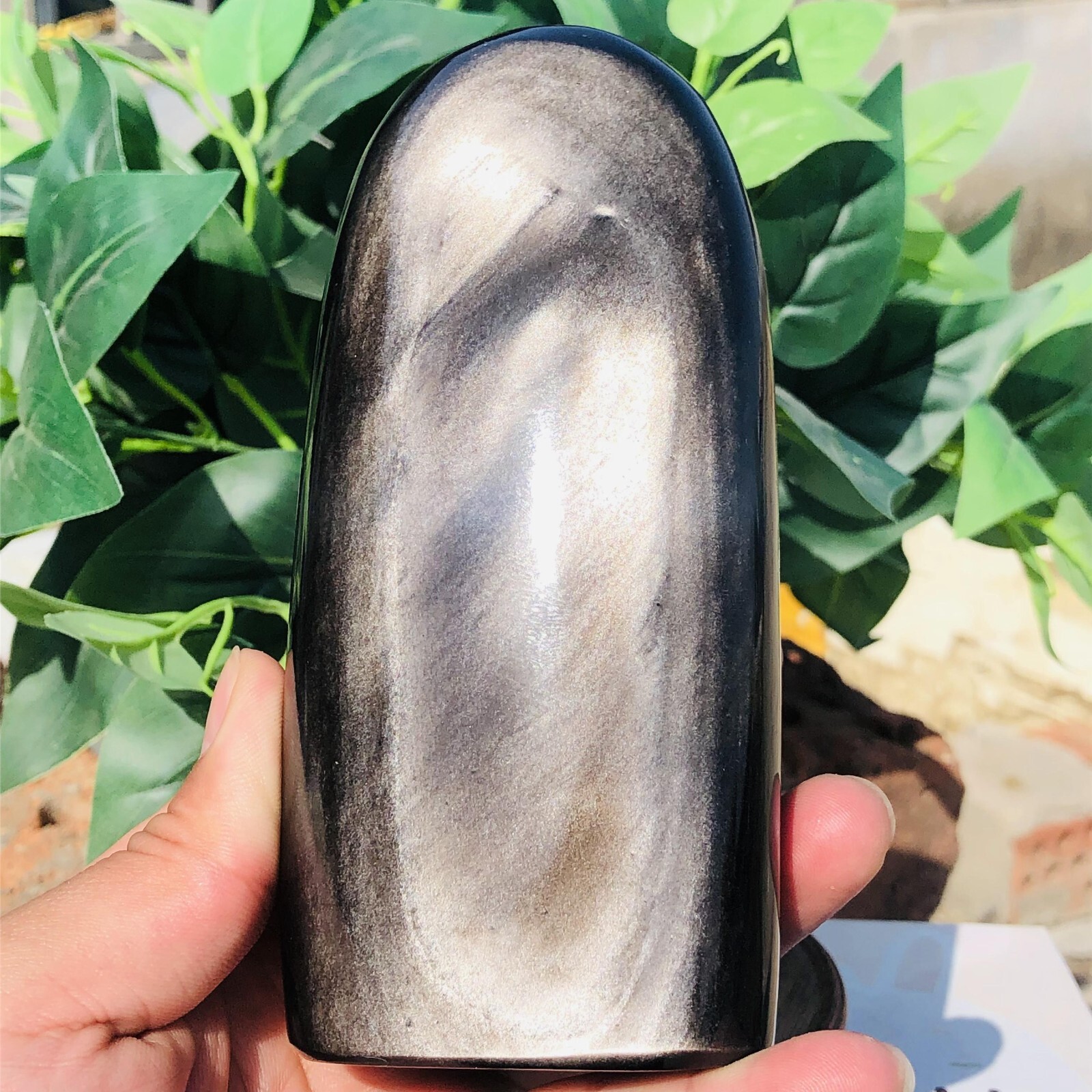 1.8lb Natural Standing Silver Obsidian Quartz Crystal Witch Mineral Meditation