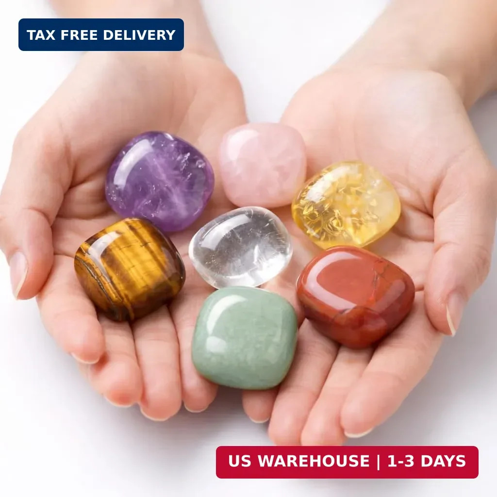 7 Chakra Crystal Stones Set – Healing Tumbled Gemstones for Meditation, Reiki &