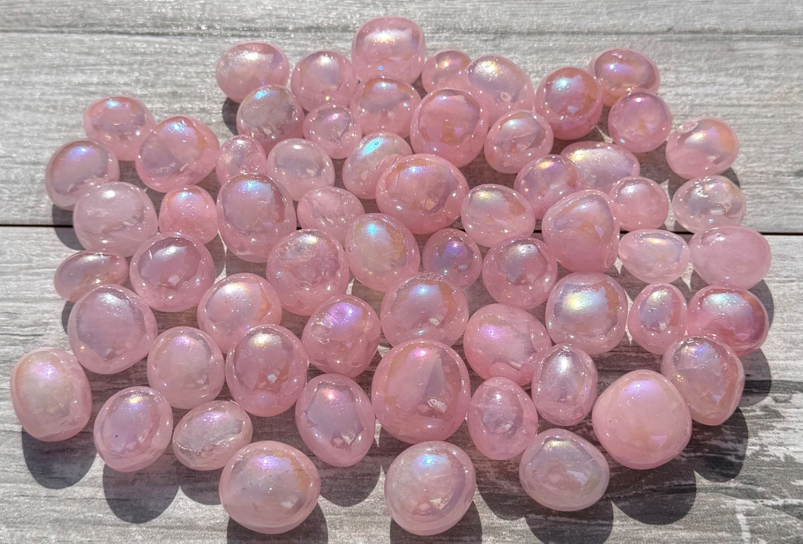 Wholesale Lot 2 Lbs Aura Rose Quartz Tumble Healing Energy
