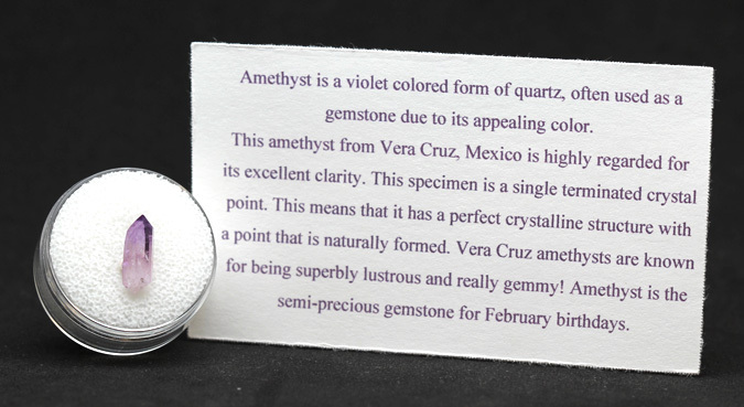Vera Cruz Amethyst Specimen Quartz Crystal Mineral Las Vigas MEXICO w/ ID card