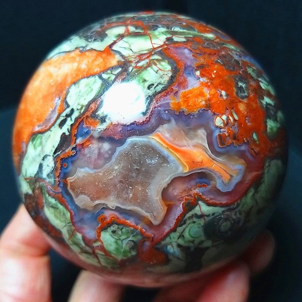 RARE 615.2g 76mm Natural Polished Colorful Agate Crystal Ball Healing A4894