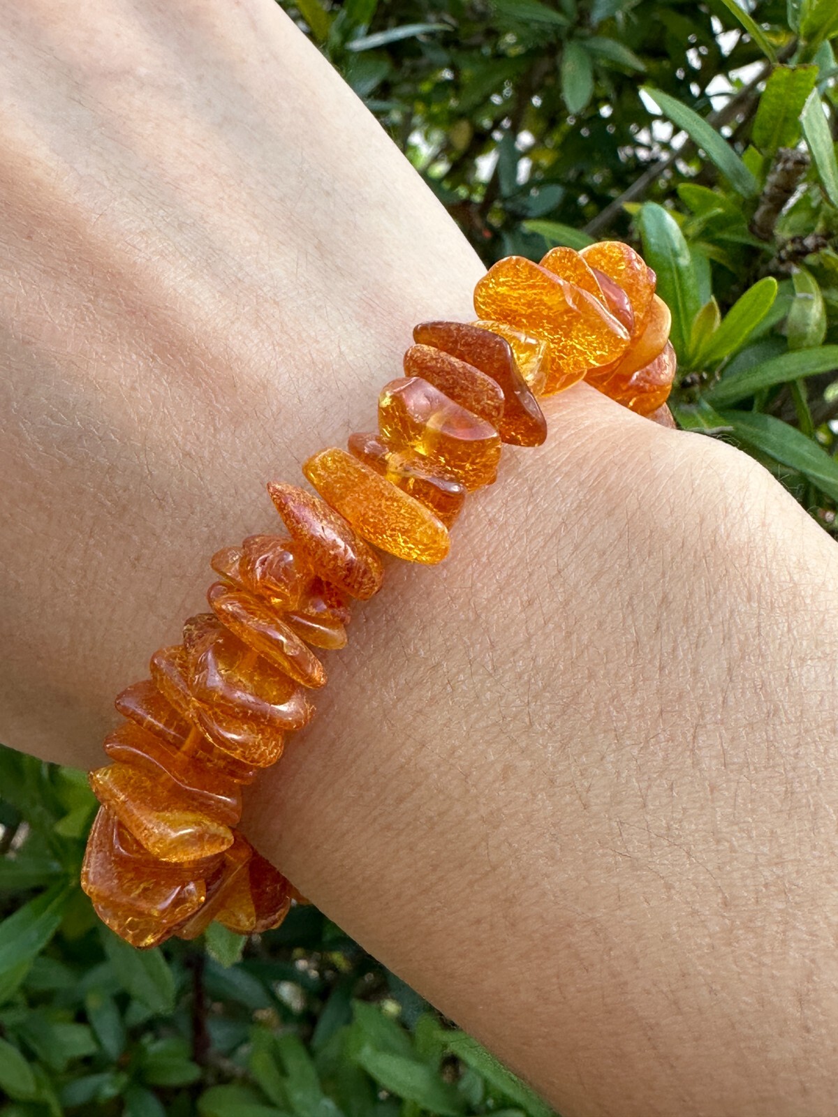 Grade A++ Amber Crystal Chips Bracelet 8-12mm, Genuine Crystal Amber Bracelets