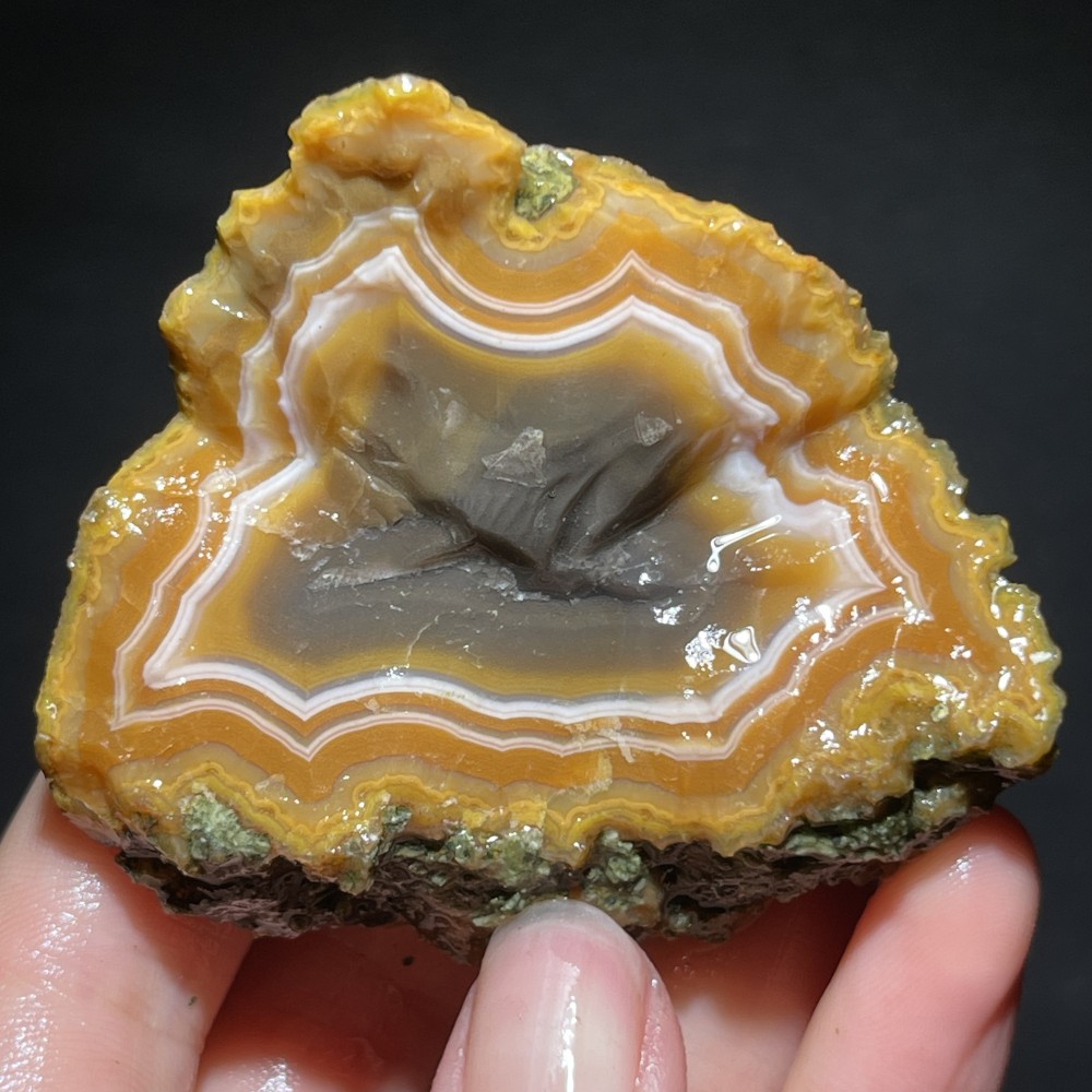 Natural half Rough Chinese Agate crystal geode Achat Nodule Hebei 62g D710