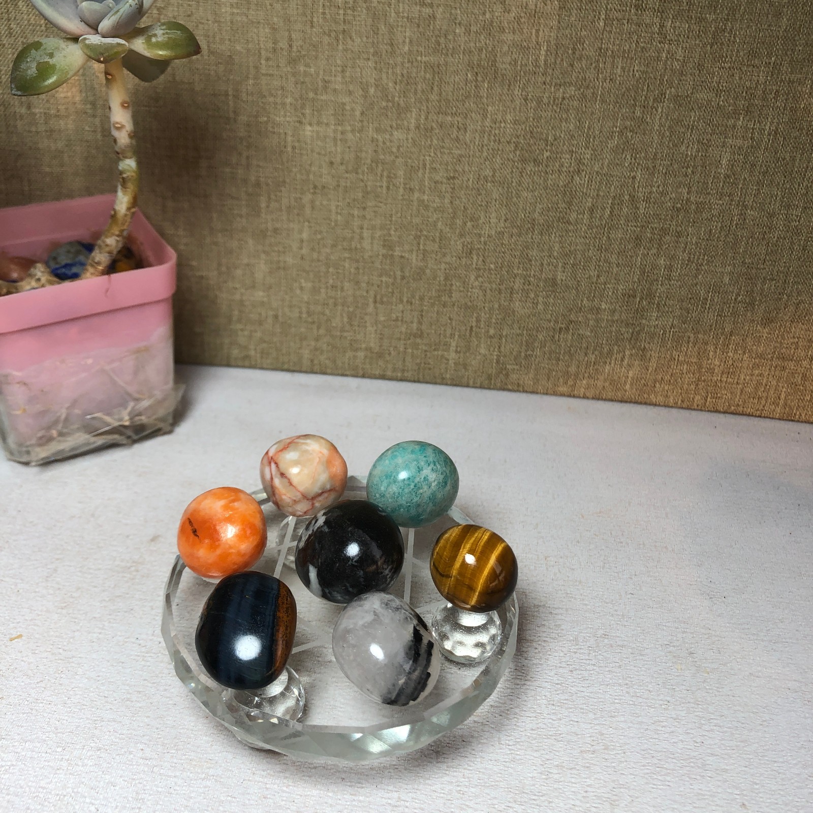 Natural various semi-precious stone Crystal Seven Star Array tumbled 200g A2475
