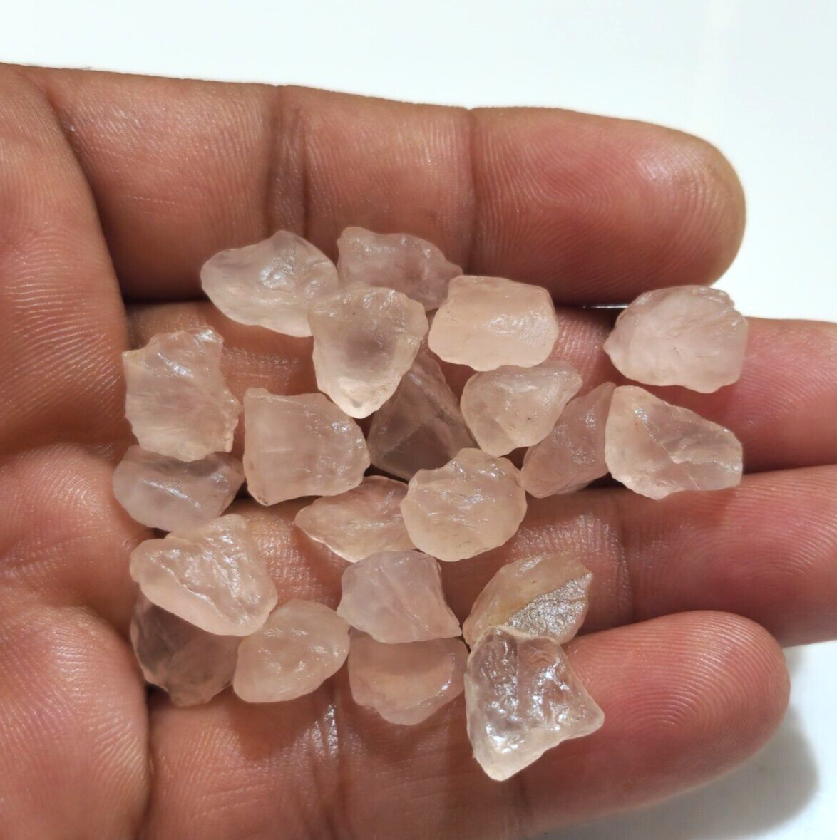 Excellent Pretty Rose Quartz Rough 21 Pcs Lot Size 11-13 MM Rare Loose Gemstone
