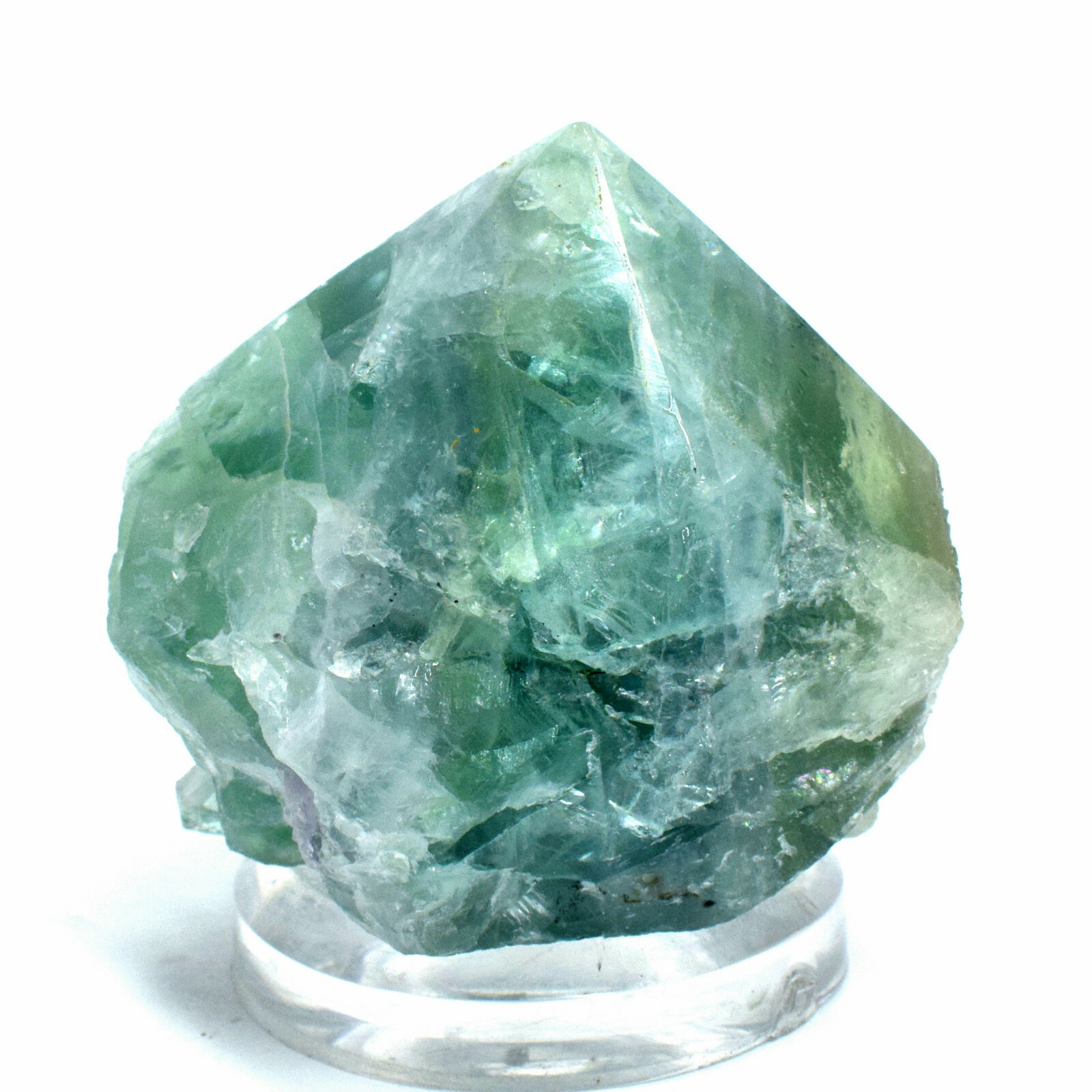 61mm Green Blue Fluorite Rough Point Natural Sparkling UV Reactive Mineral China