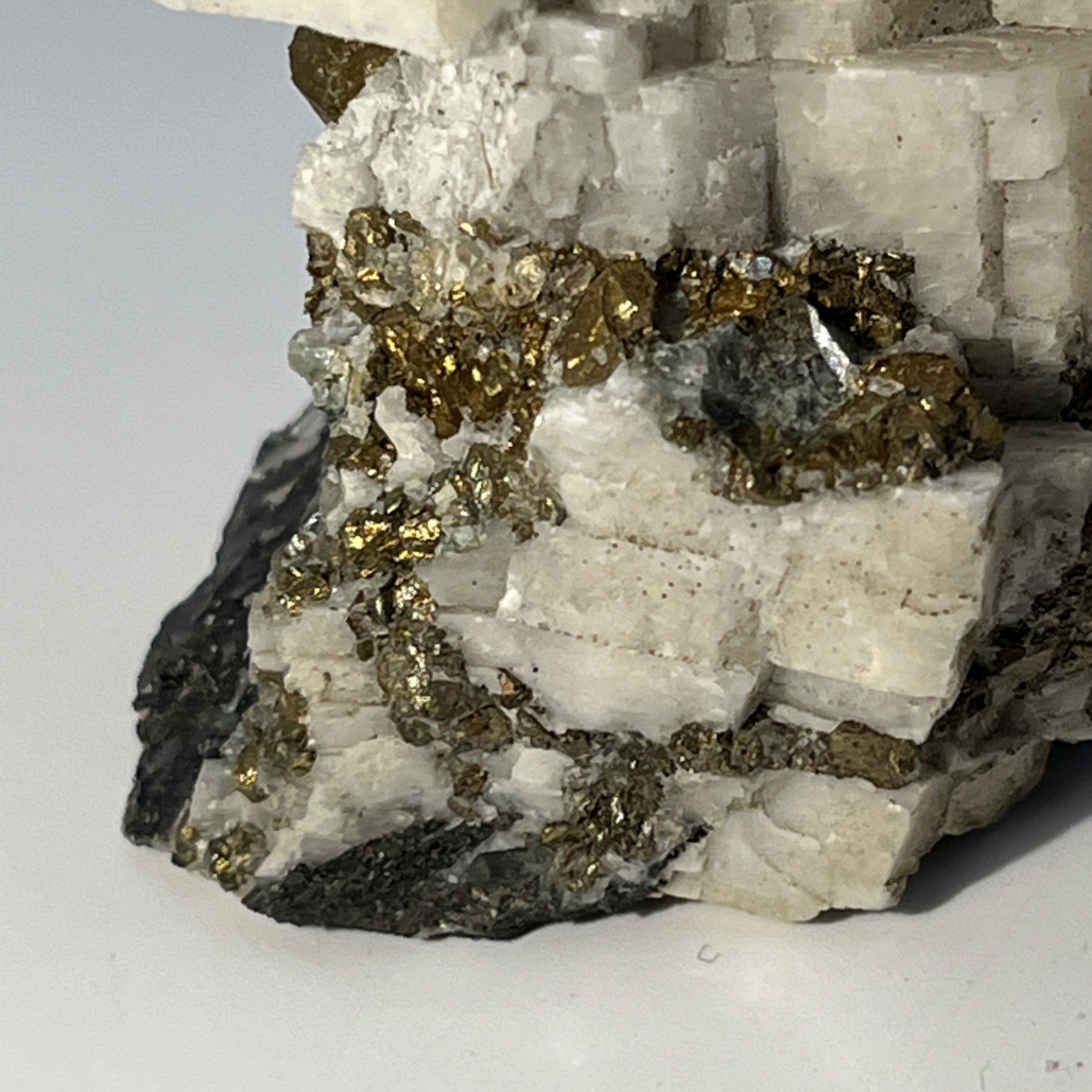 175g Rare Golden Chalcopyrite Iron Pyrite Gemstone Mineral Specimen in Calcite