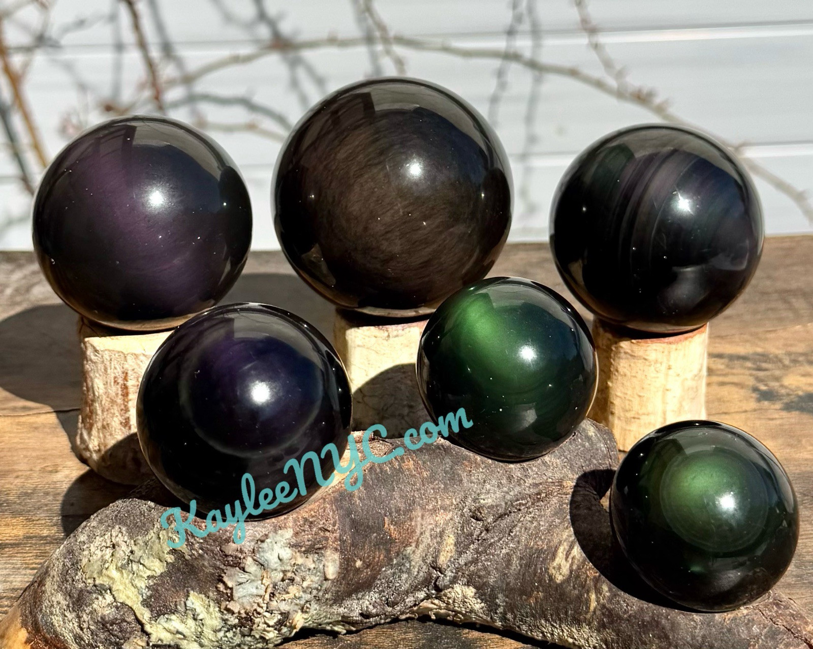 Wholesale 6-7 Pcs Natural Rainbow Obsidian Sphere Crystal Ball Energy 2.9-3lbs