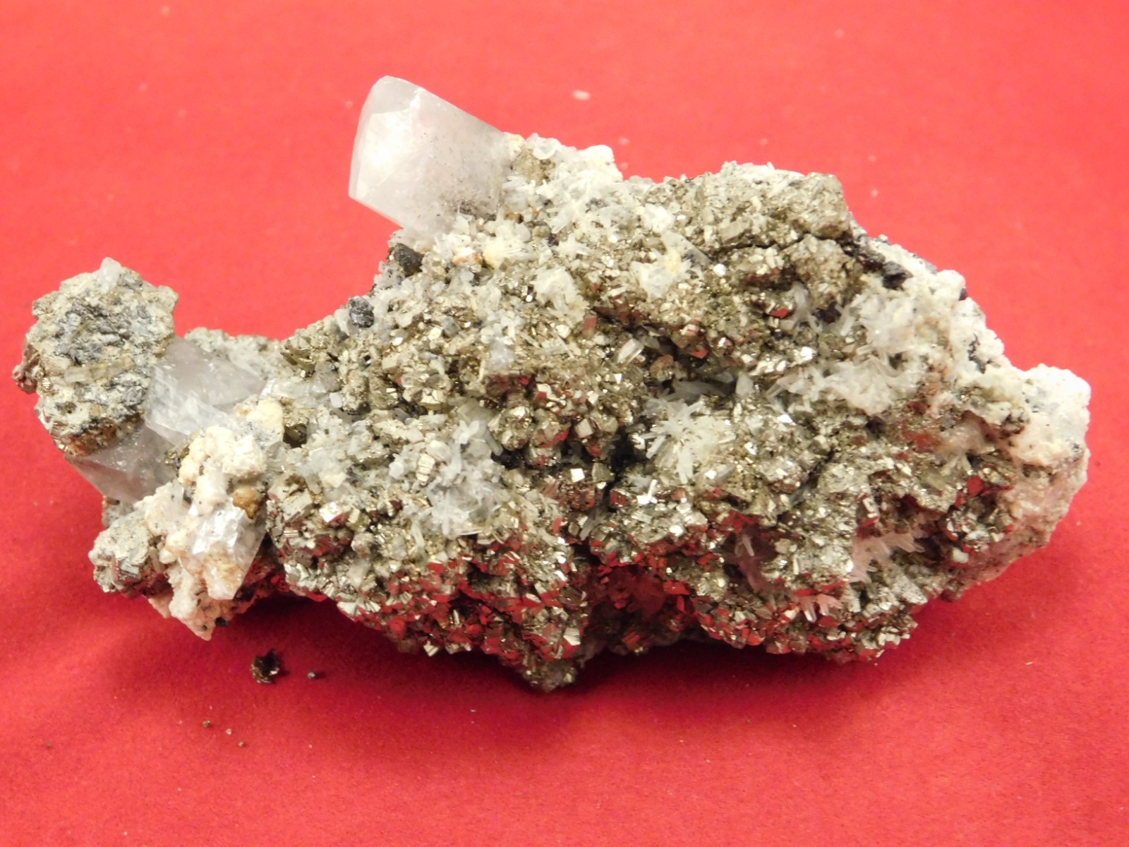 FLUORESCENT Calcite CRYSTAL Cluster on PYRITE Crystals Peru 125gr