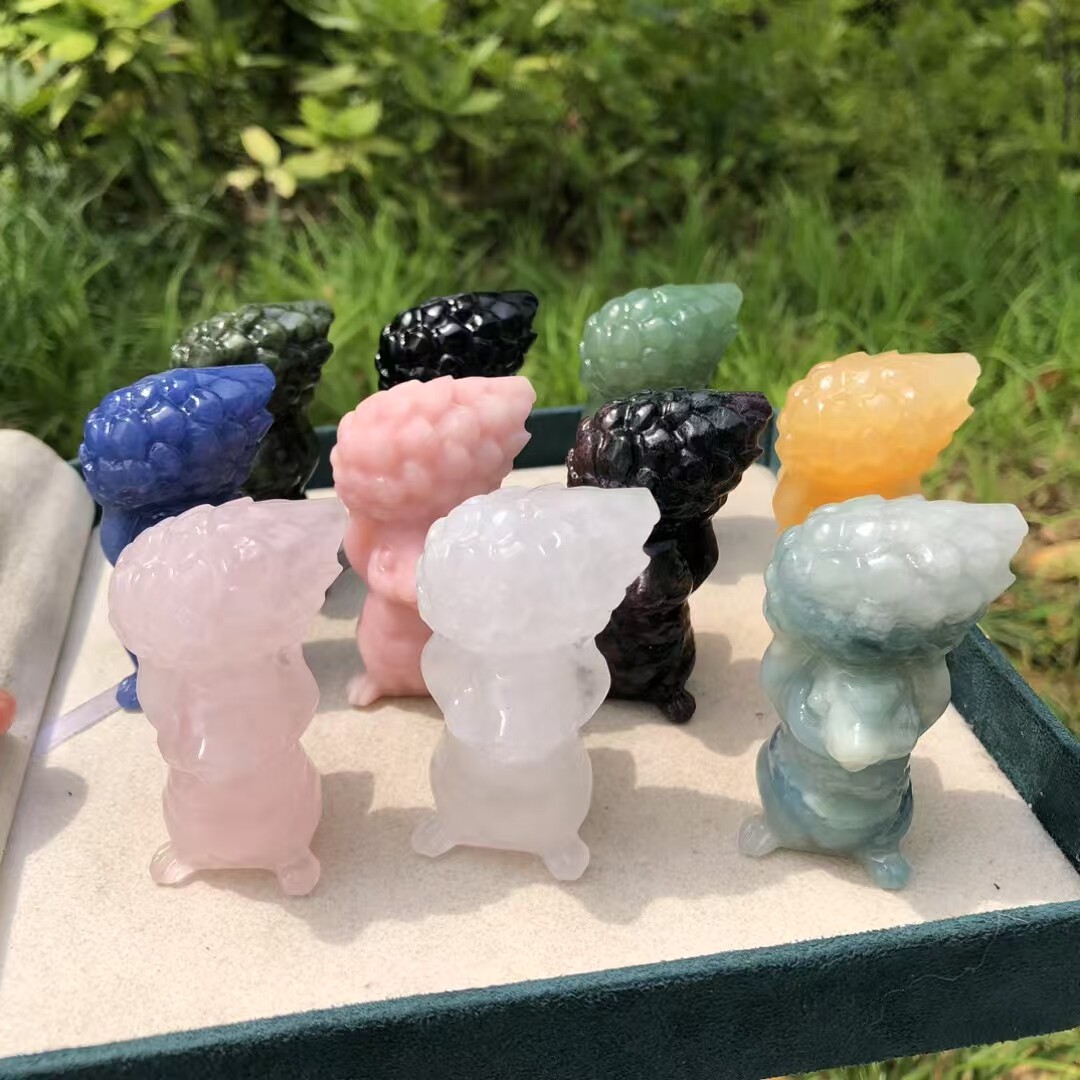 2″ Mix Natural quartz crystal skull point carvings squirrel Reiki healing Gift