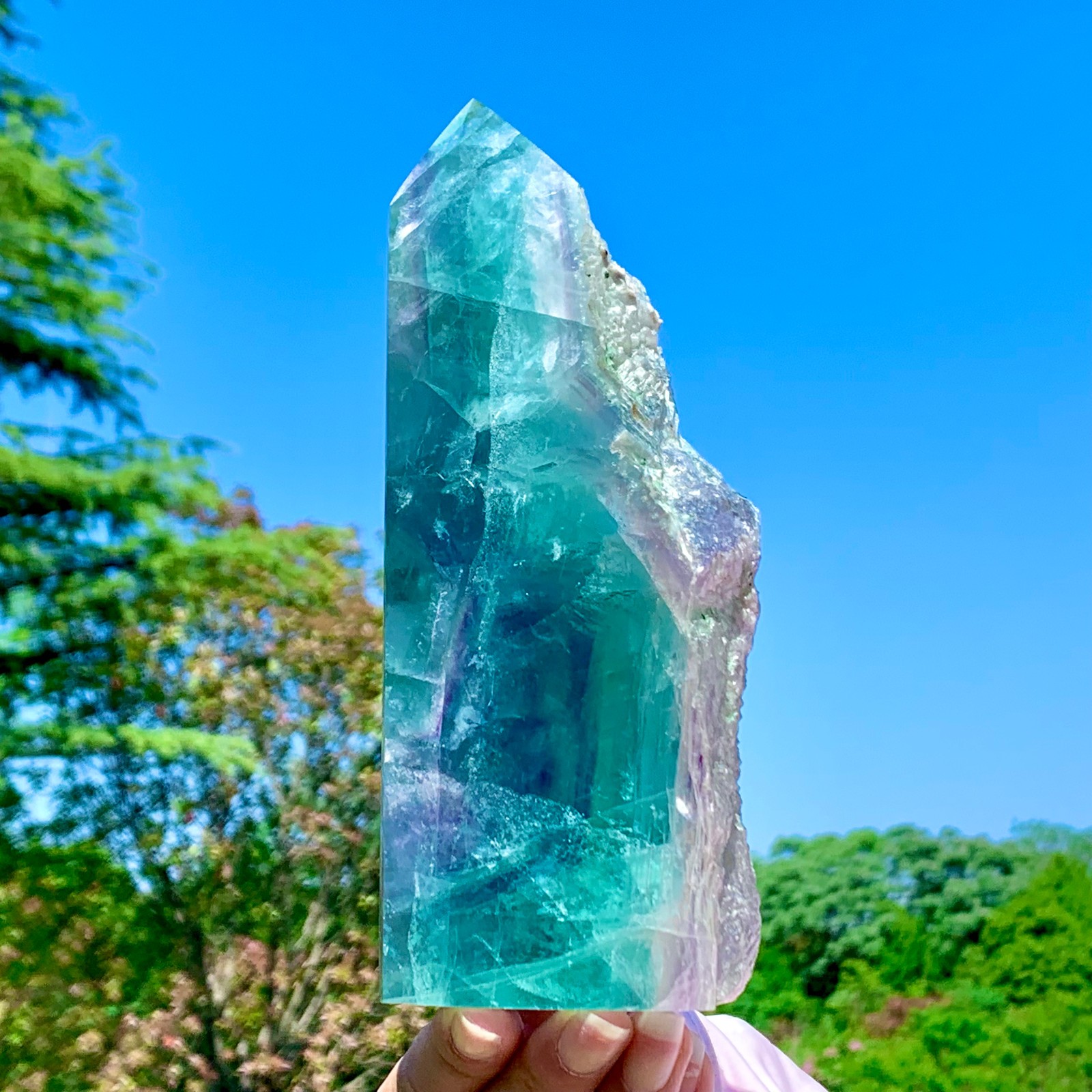 1.92LB Rare Natural Fluorite Quartz Crystal Freeform Mineral Specimen Healing